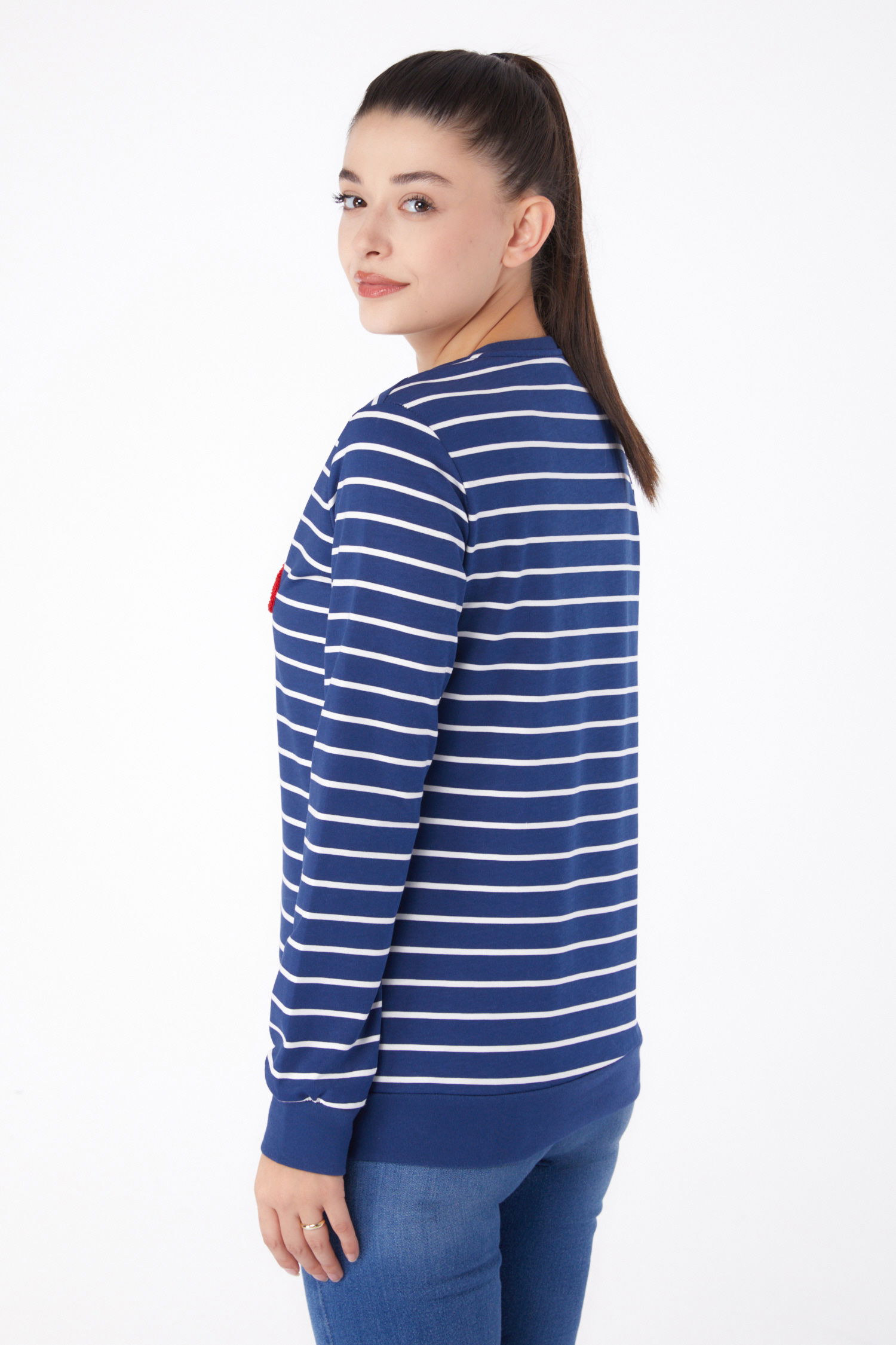 Nakışlı Sweatshirt Lacivert - 26287 - 5