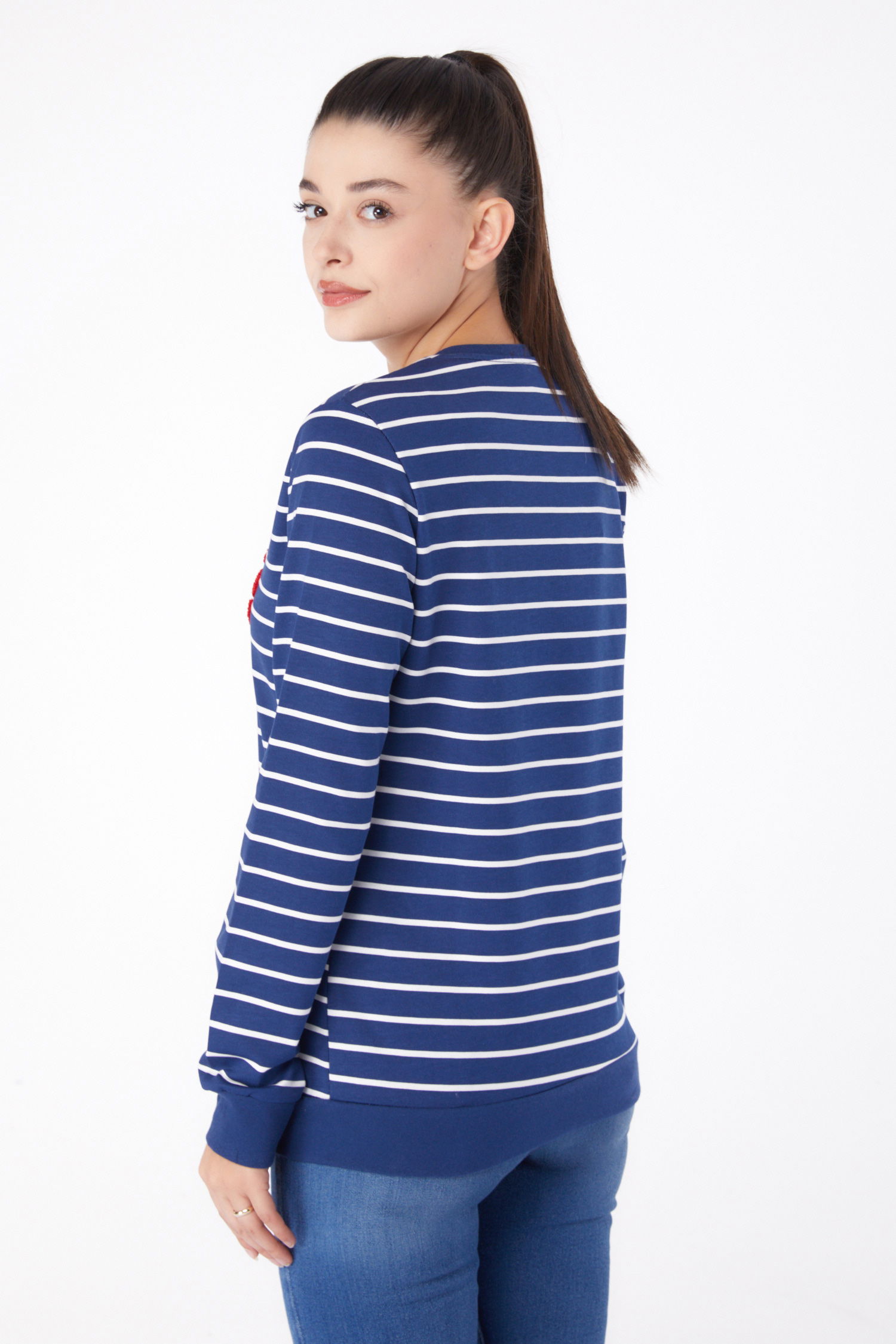 Nakışlı Sweatshirt Lacivert - 26288 - 5