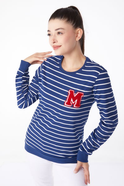 Nakışlı Sweatshirt Lacivert - 26291 