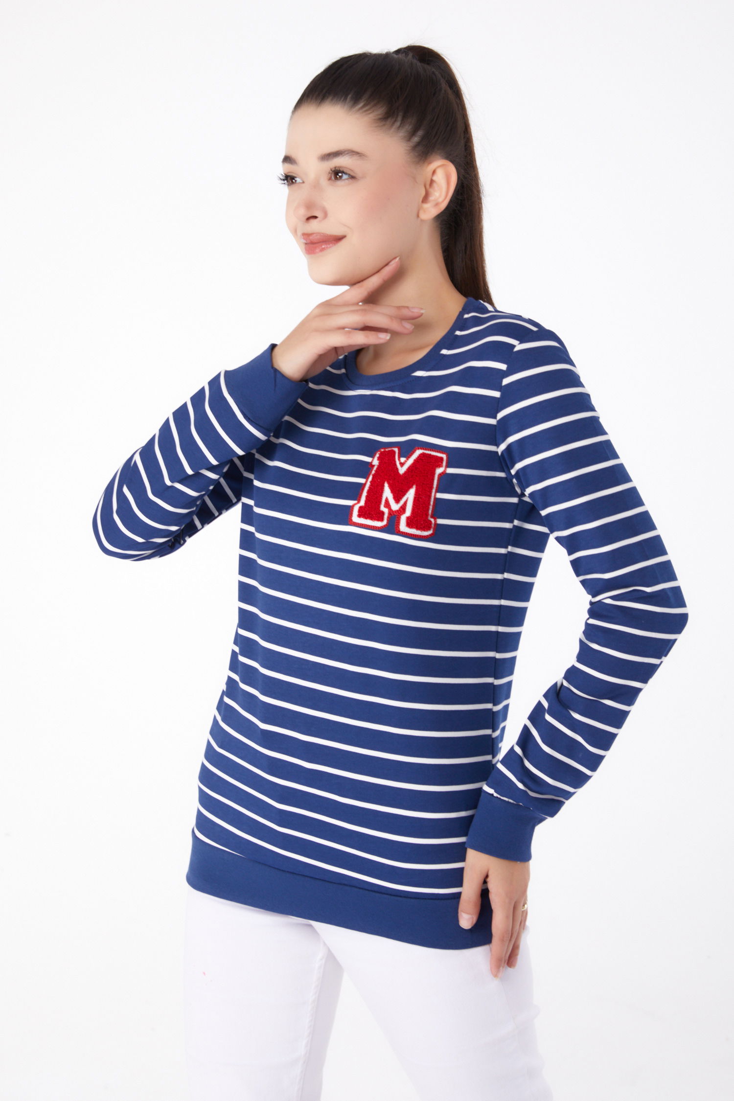 Nakışlı Sweatshirt Lacivert - 26291 - 2