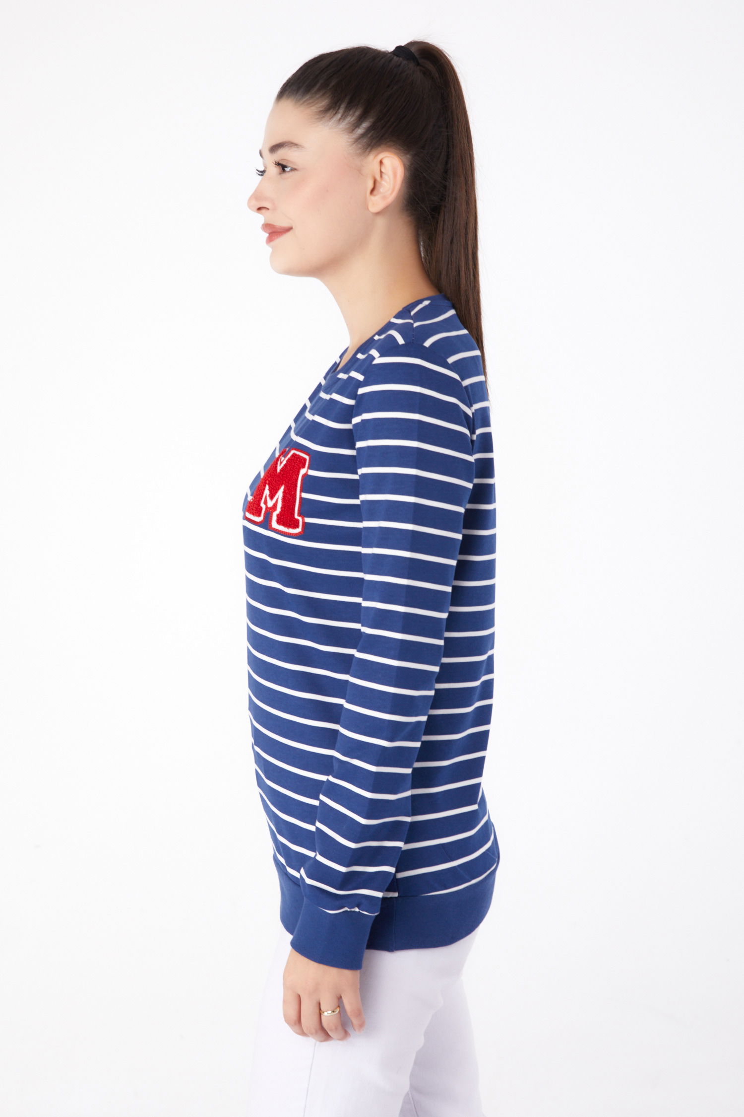 Nakışlı Sweatshirt Lacivert - 26291 - 3