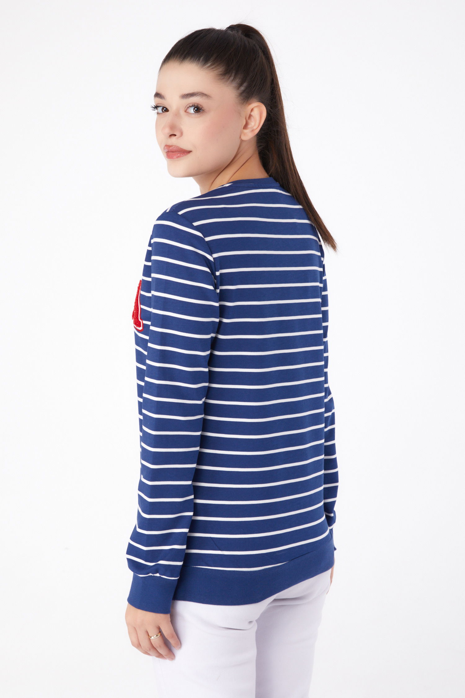 Nakışlı Sweatshirt Lacivert - 26291 - 4