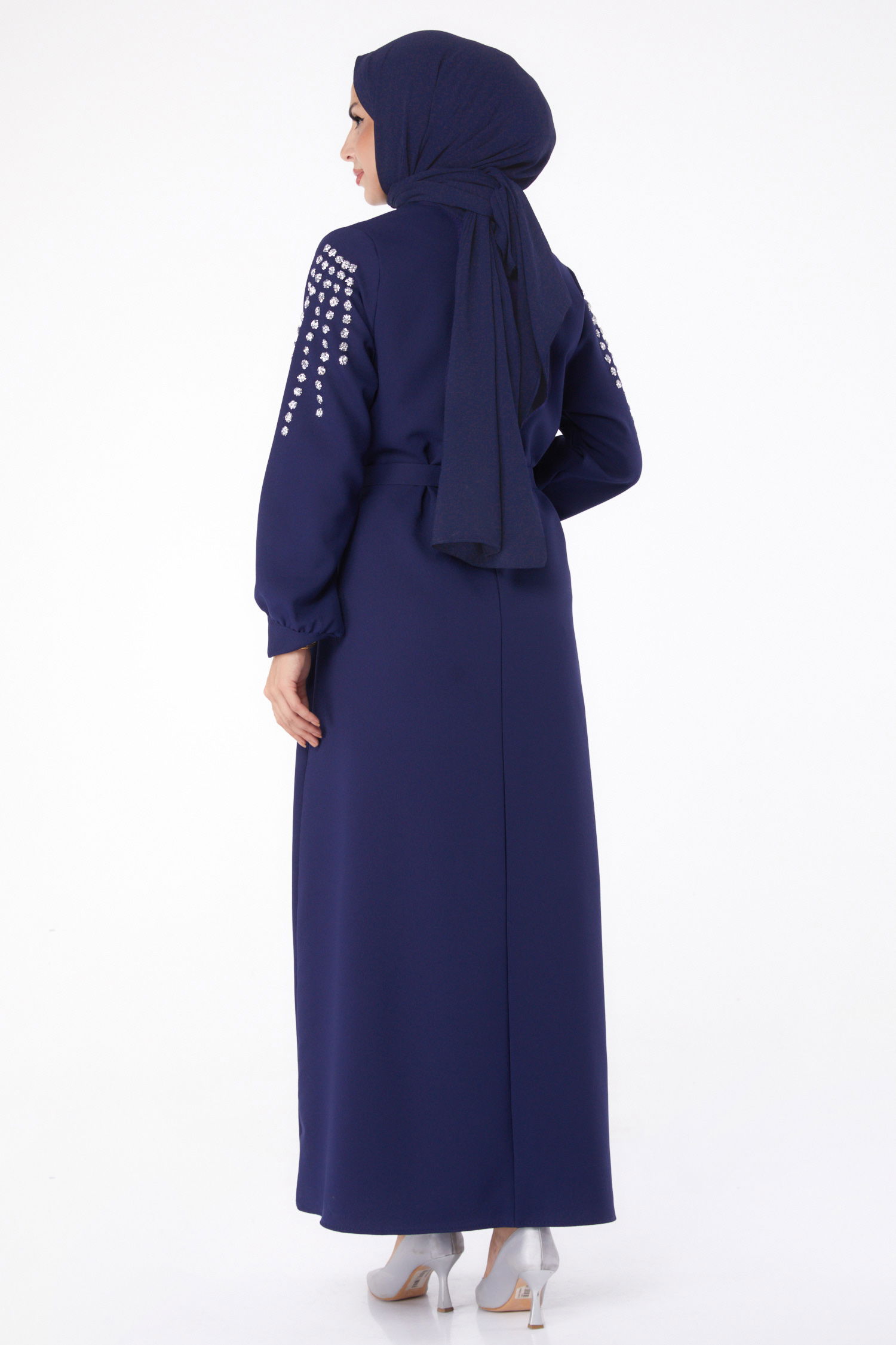 Taş Detaylı Elbise Lacivert - 26282 - 5