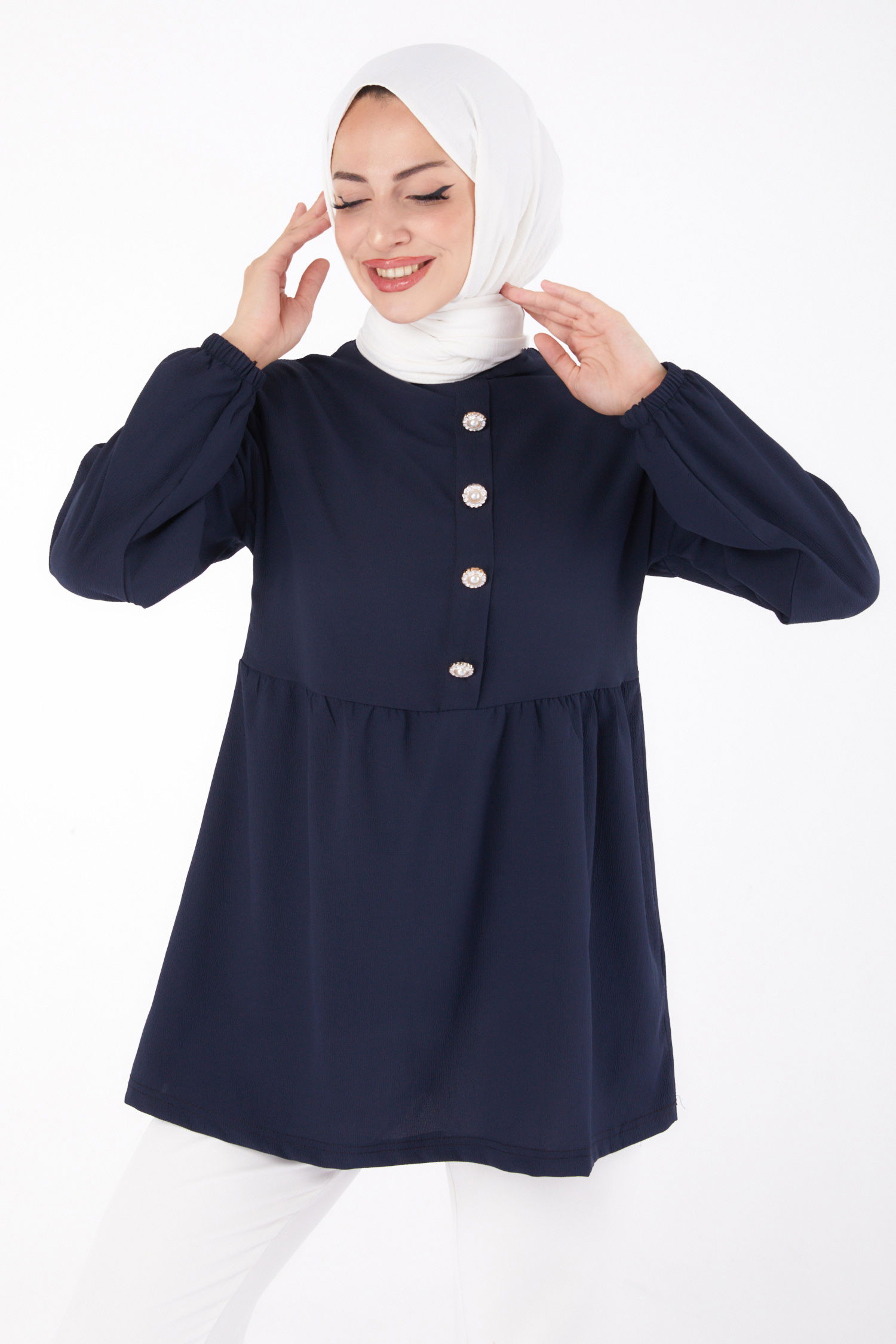 Taşlı Tunik Lacivert - 13294 - 2