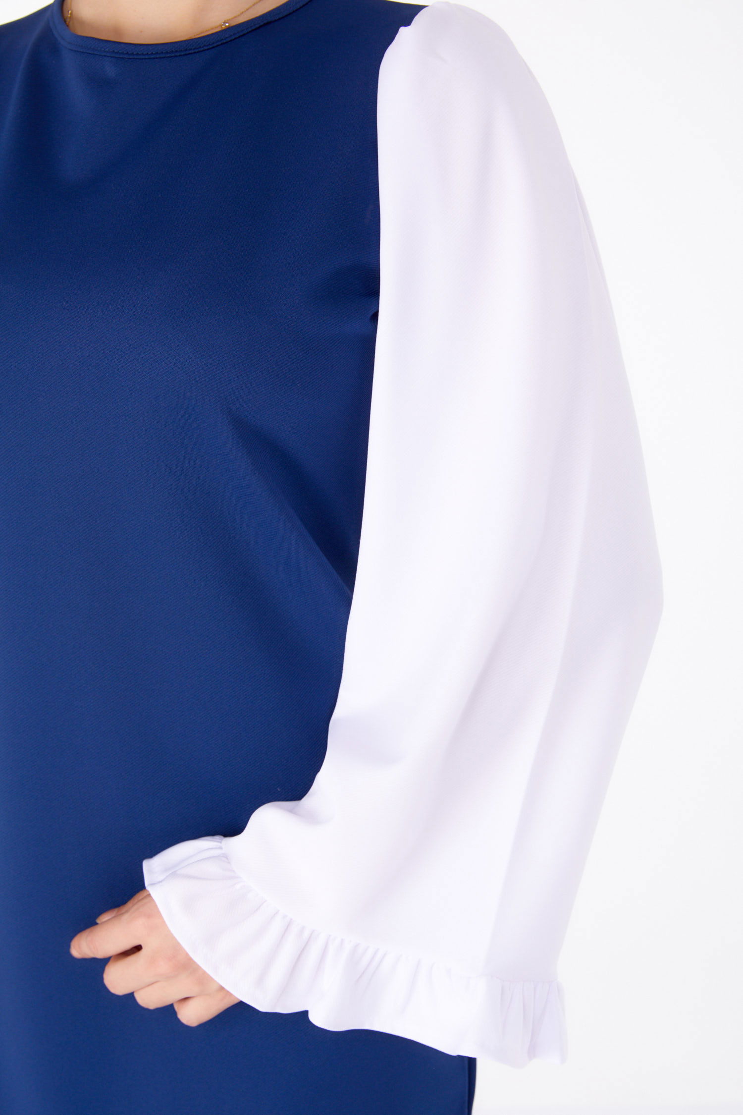 Düz Bisiklet Yaka Kadın Lacivert Tunik Pantolon İkili Takım - 13198 - 6