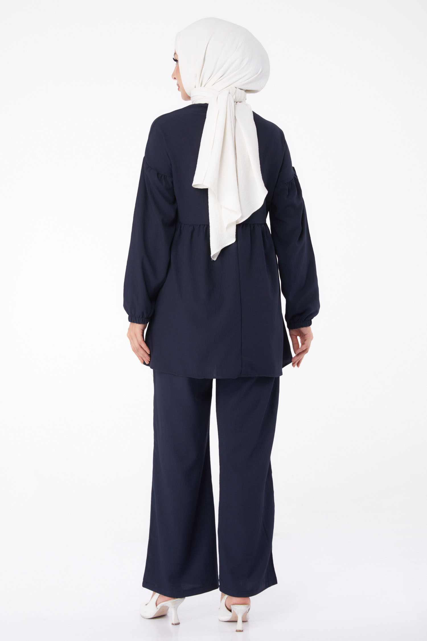 Düz Bisiklet Yaka Kadın Lacivert Tunik+Pantolon - 11629 - 5
