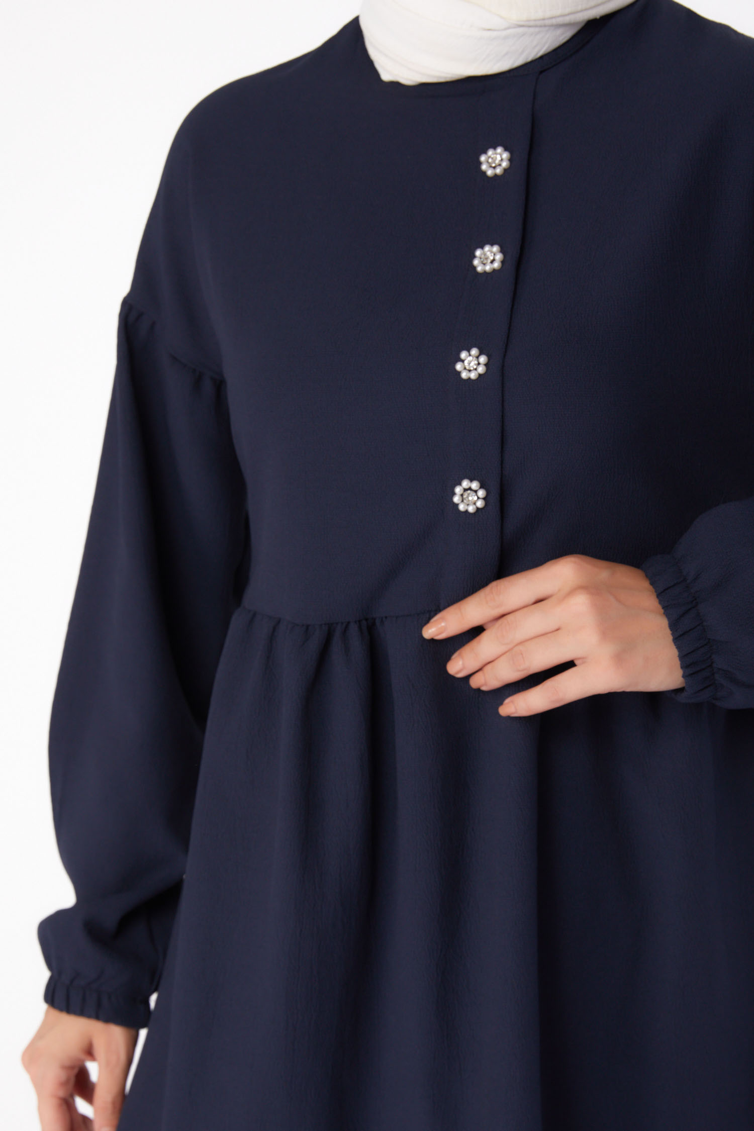 Düz Bisiklet Yaka Kadın Lacivert Tunik+Pantolon - 11629 - 6