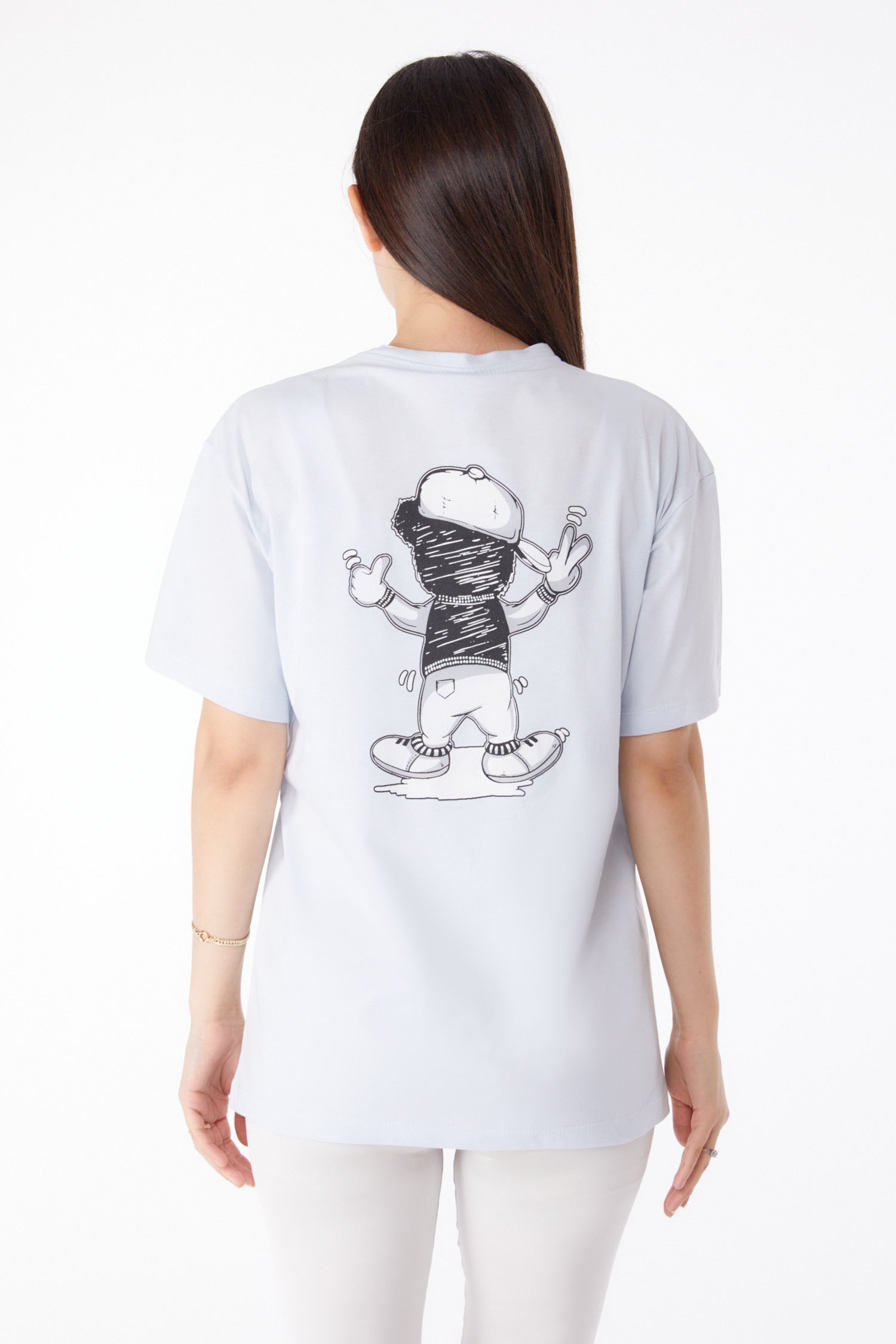 Düz Bisiklet Yaka Kadın Lila Baskılı T-shirt - 25287 - 5