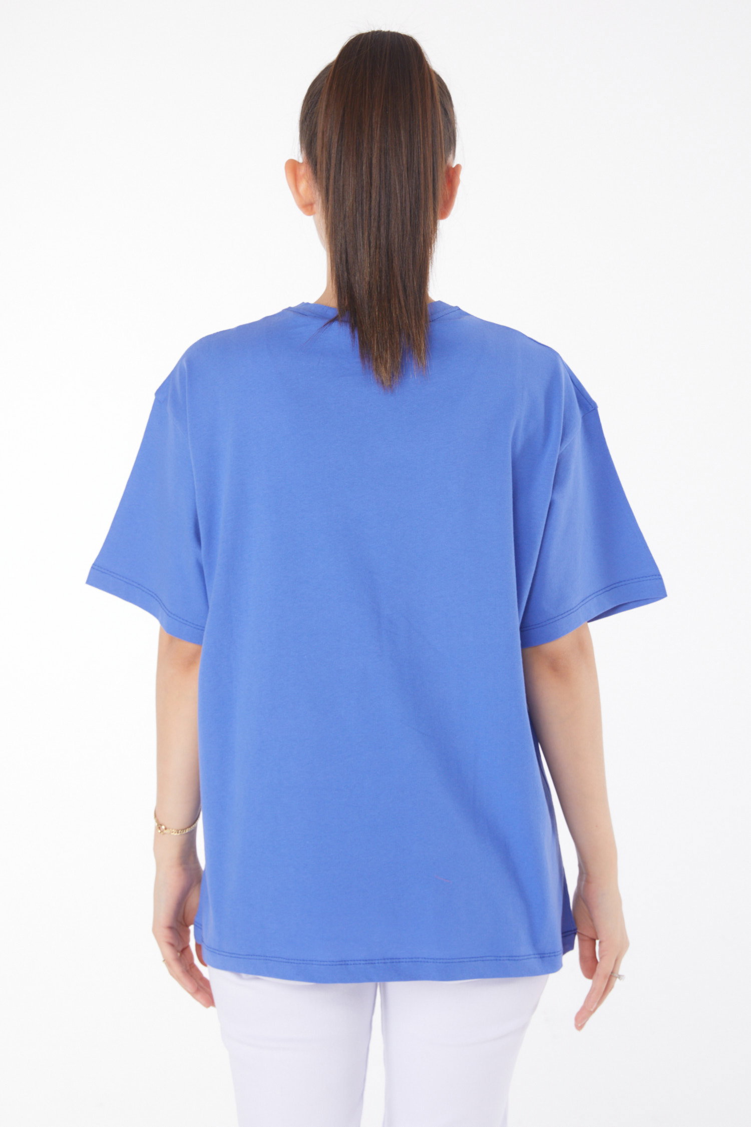Baskılı T-shirt Lila - 25700 - 5