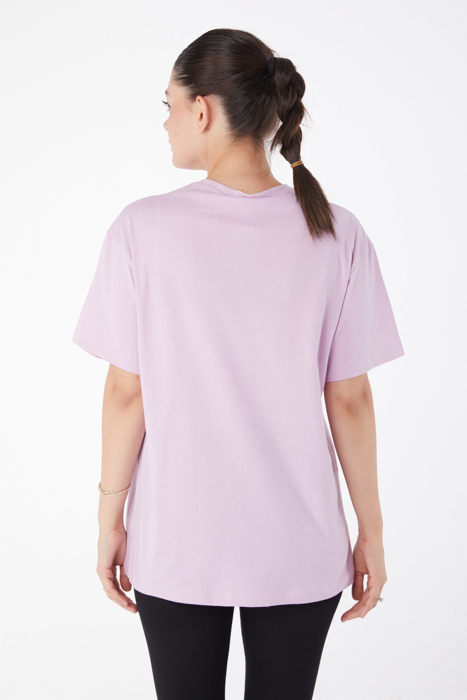 Kısa Kollu Baskılı T-shirt Lila - 25985 - 5