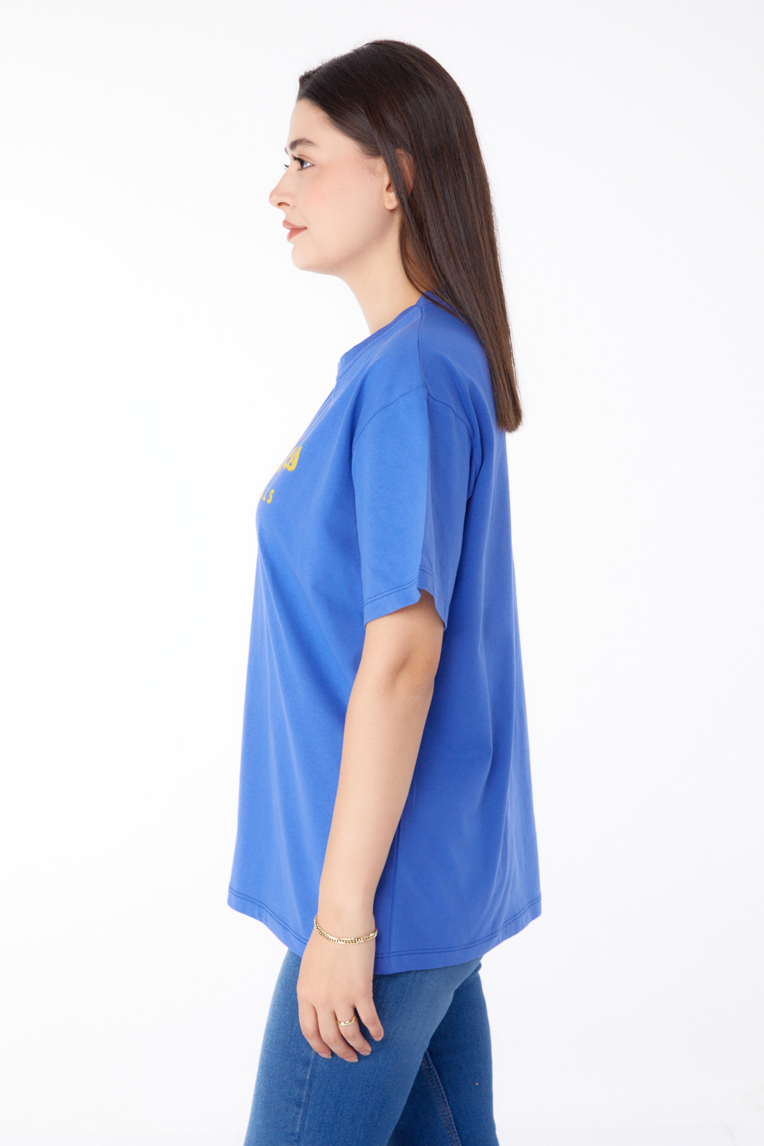 Baskılı T-shirt Mavi - 25701 - 4