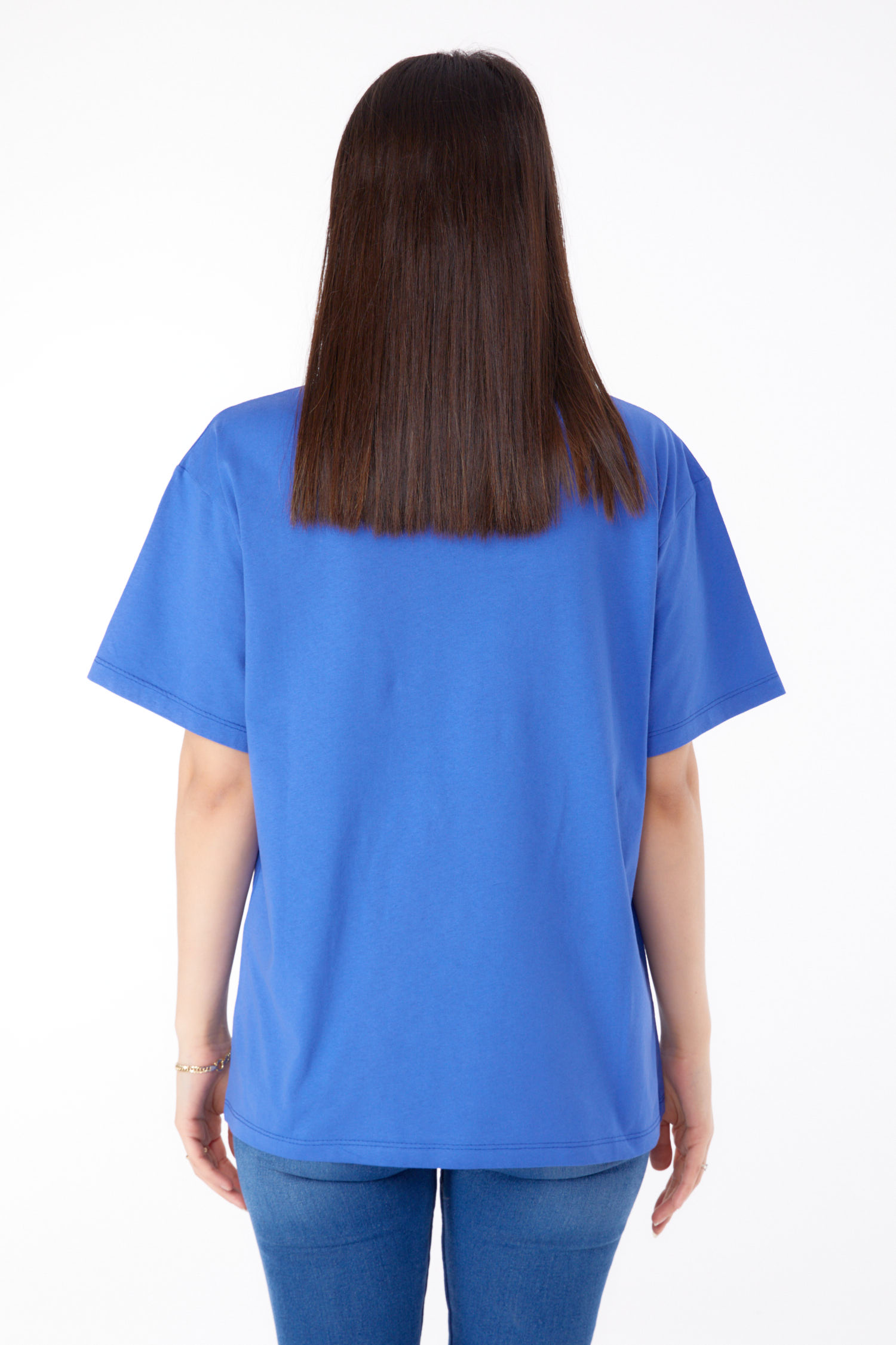 Baskılı T-shirt Mavi - 25701 - 5