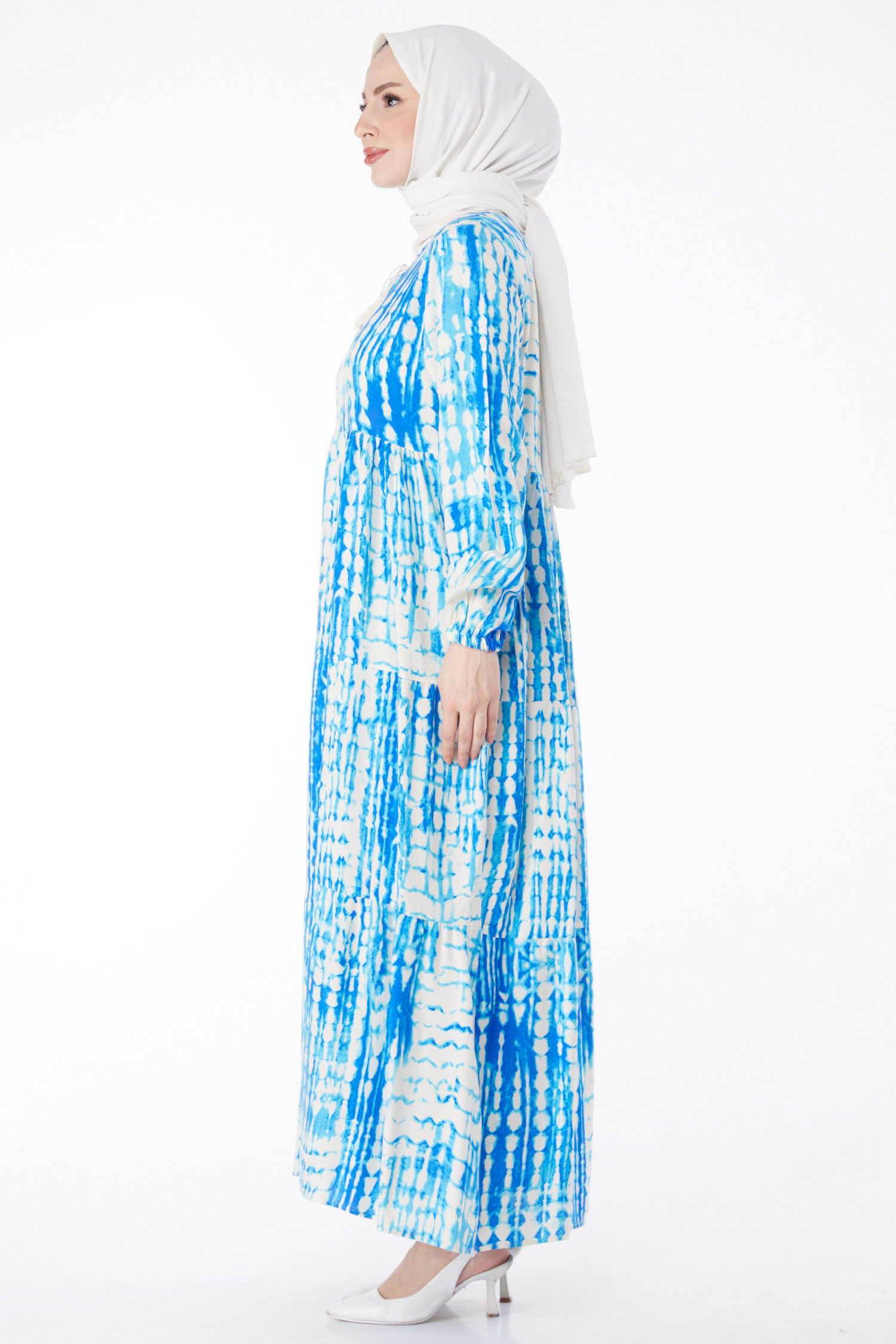 Desenli Renkli Elbise Mavi - 24990 - 3