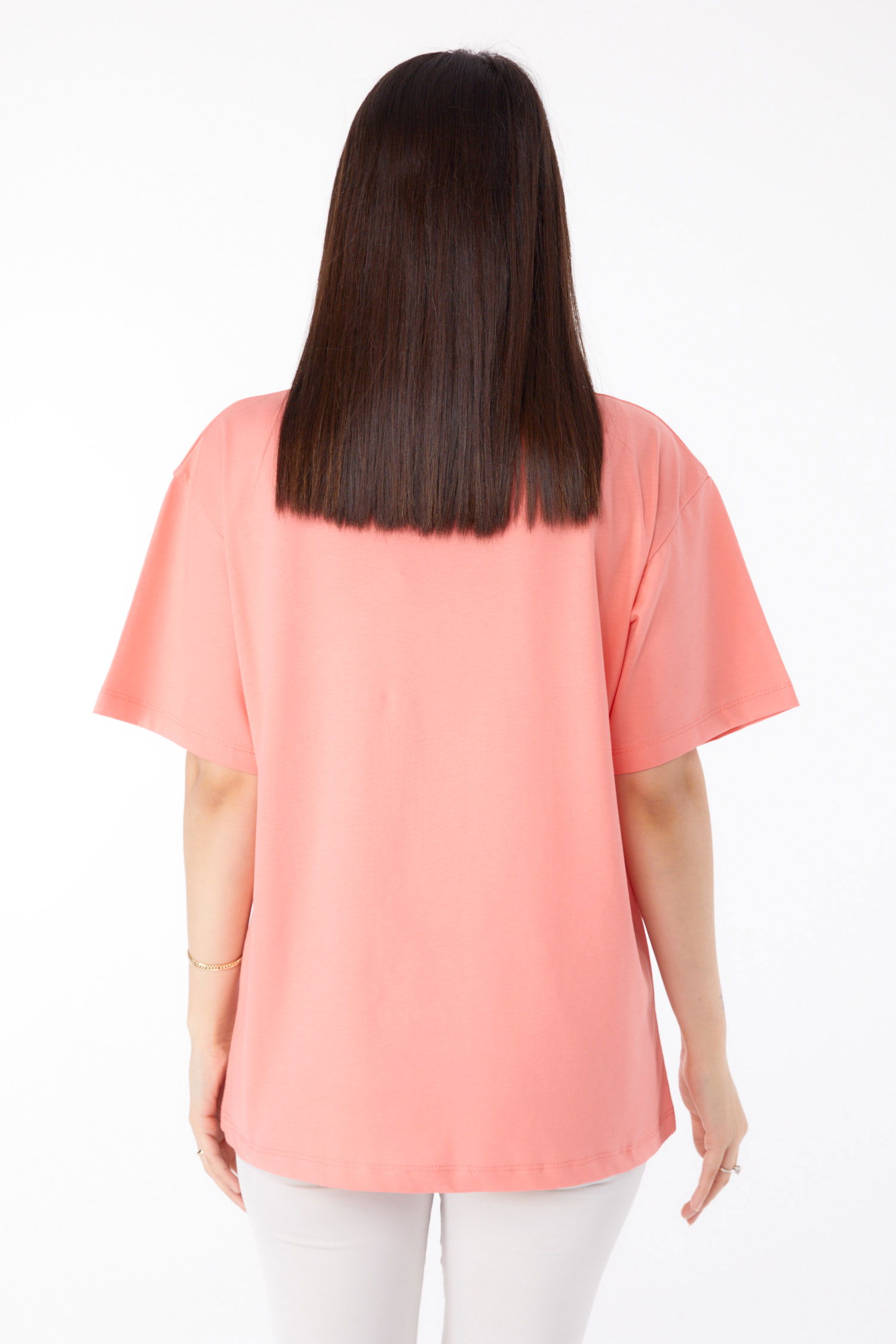 Taşlı T-shirt Mercan - 25698 - 5