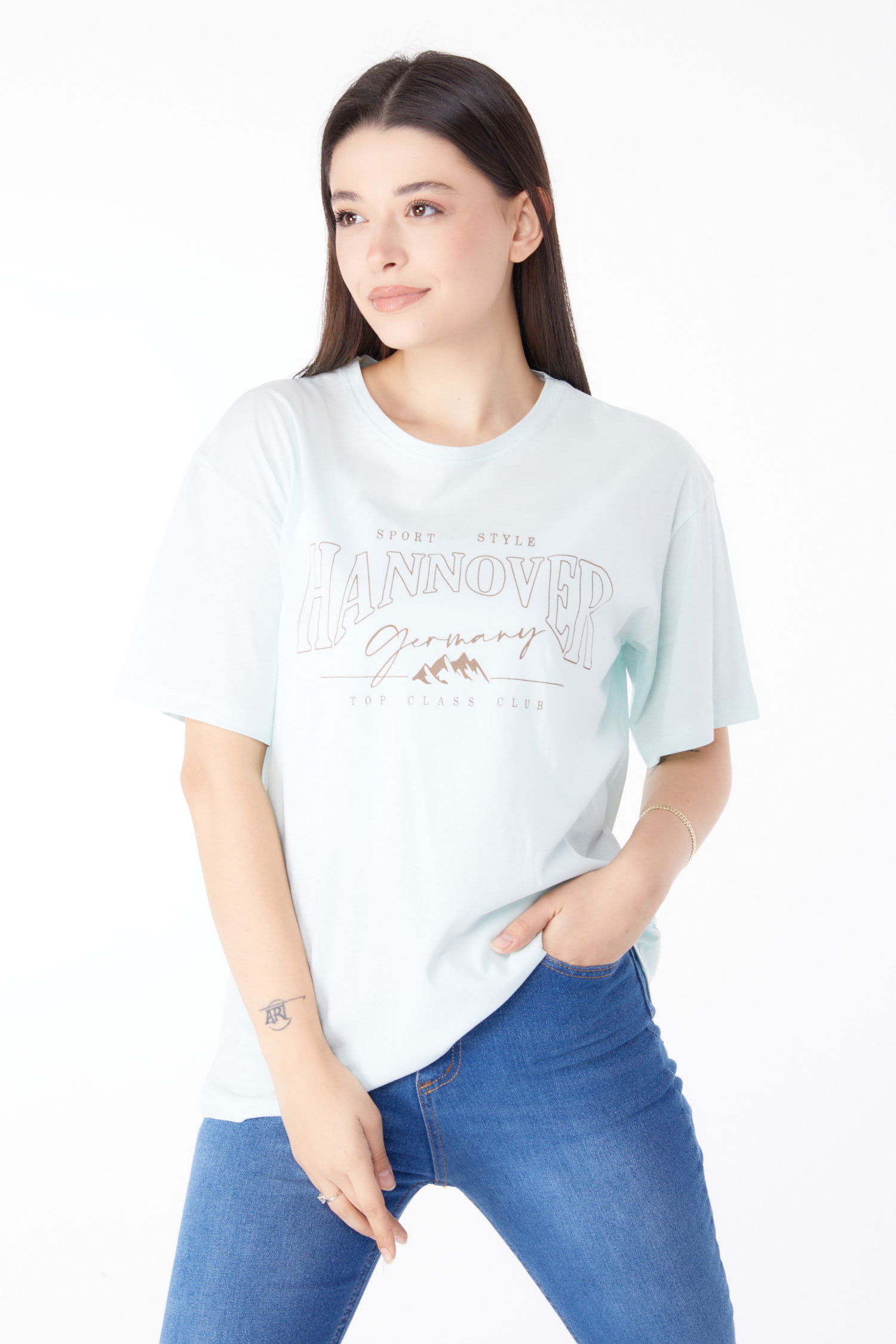 Baskılı Kısa Kollu T-Shirt Mint - 25388 - 1