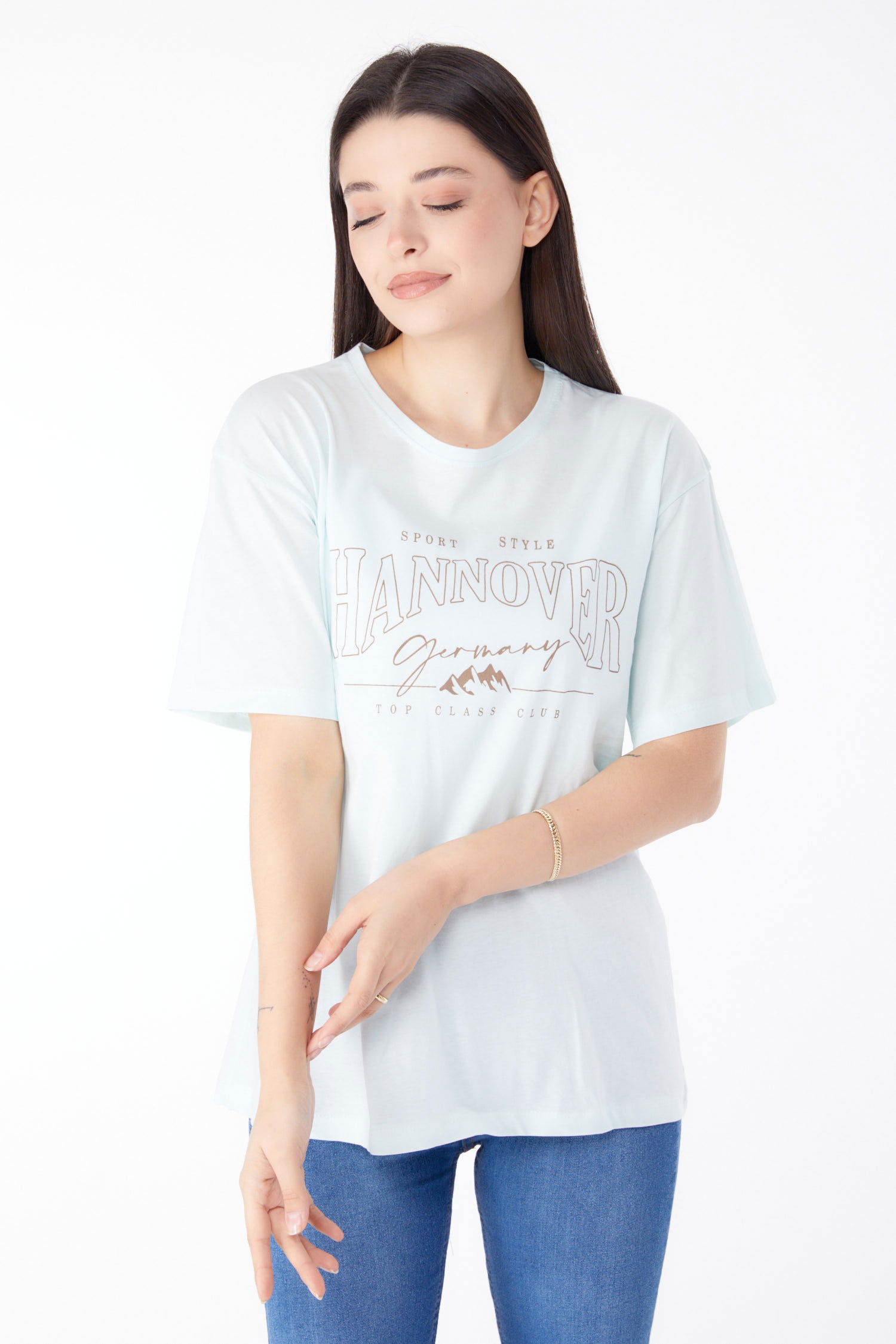 Baskılı Kısa Kollu T-Shirt Mint - 25388 - 3