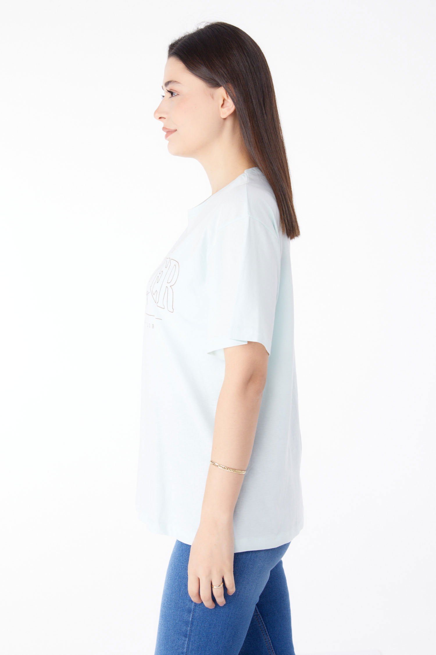 Baskılı Kısa Kollu T-Shirt Mint - 25388 - 4