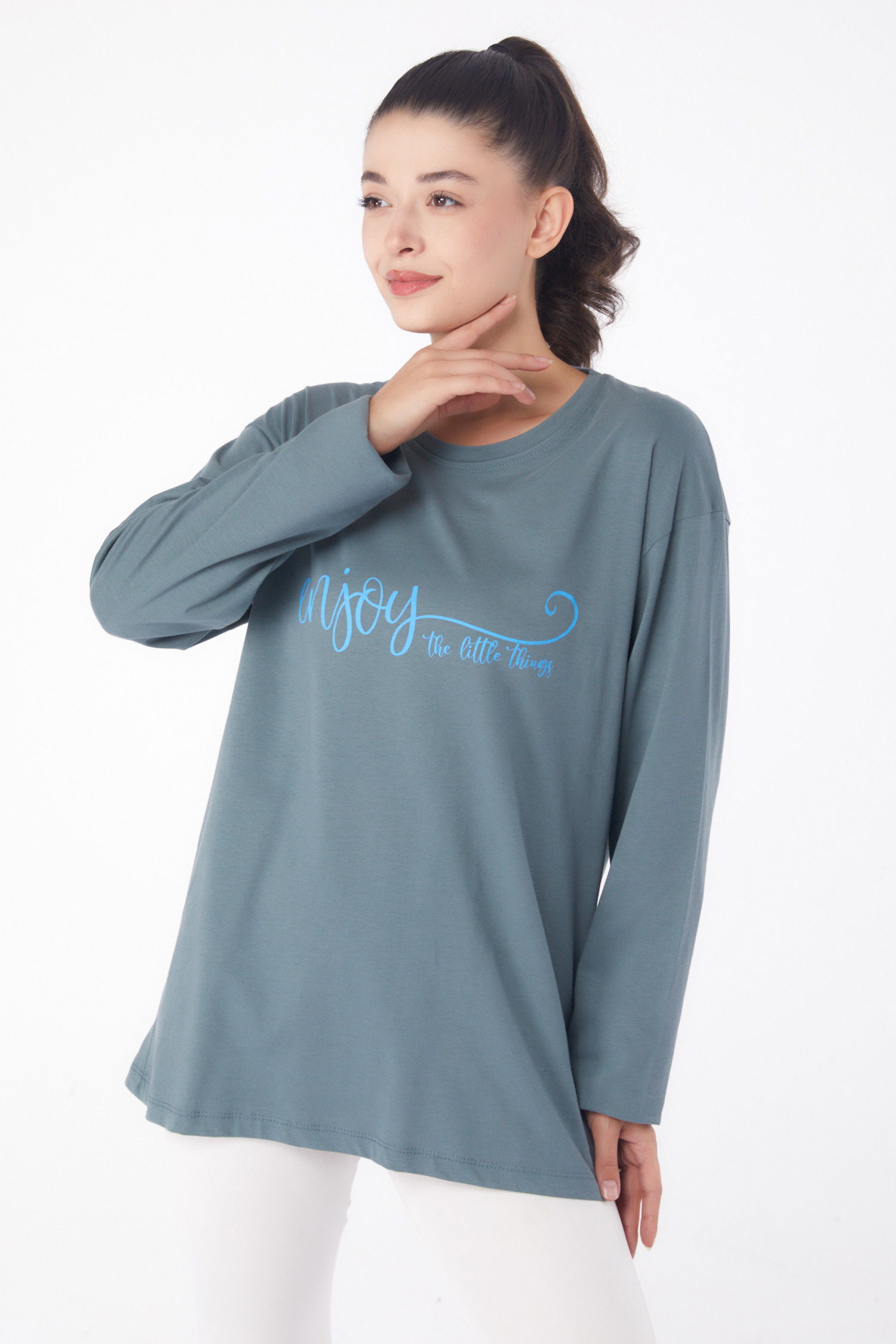 Baskılı Sweat Mint - 26240 - 1