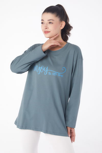 Baskılı Sweat Mint - 26240 