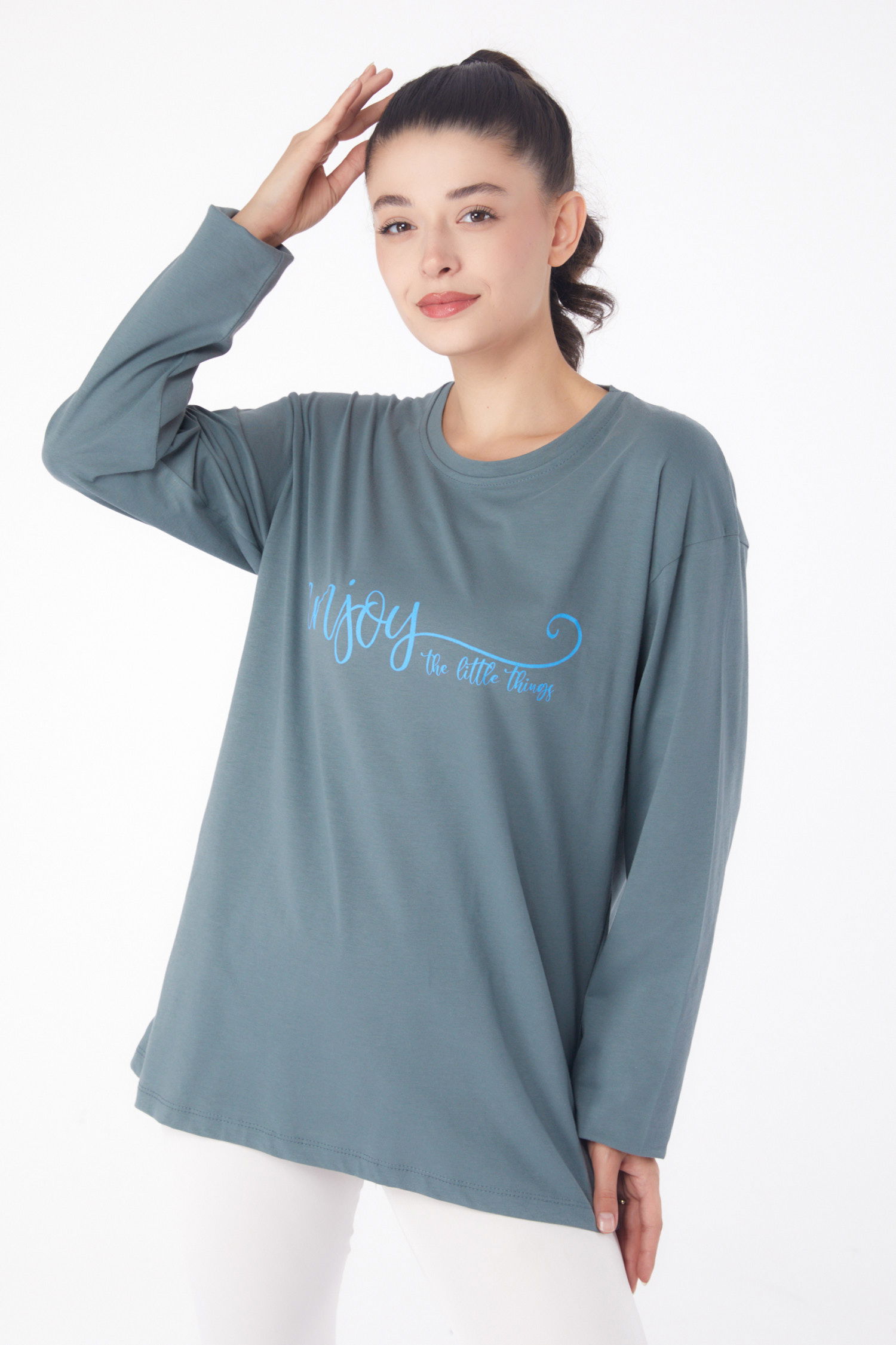 Baskılı Sweat Mint - 26240 - 2
