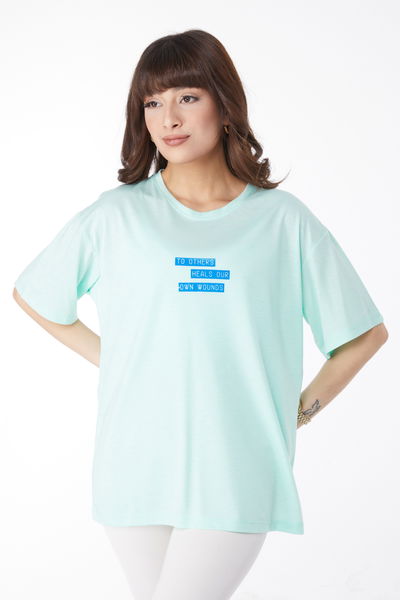 Baskılı T-shirt Mint - 25172 