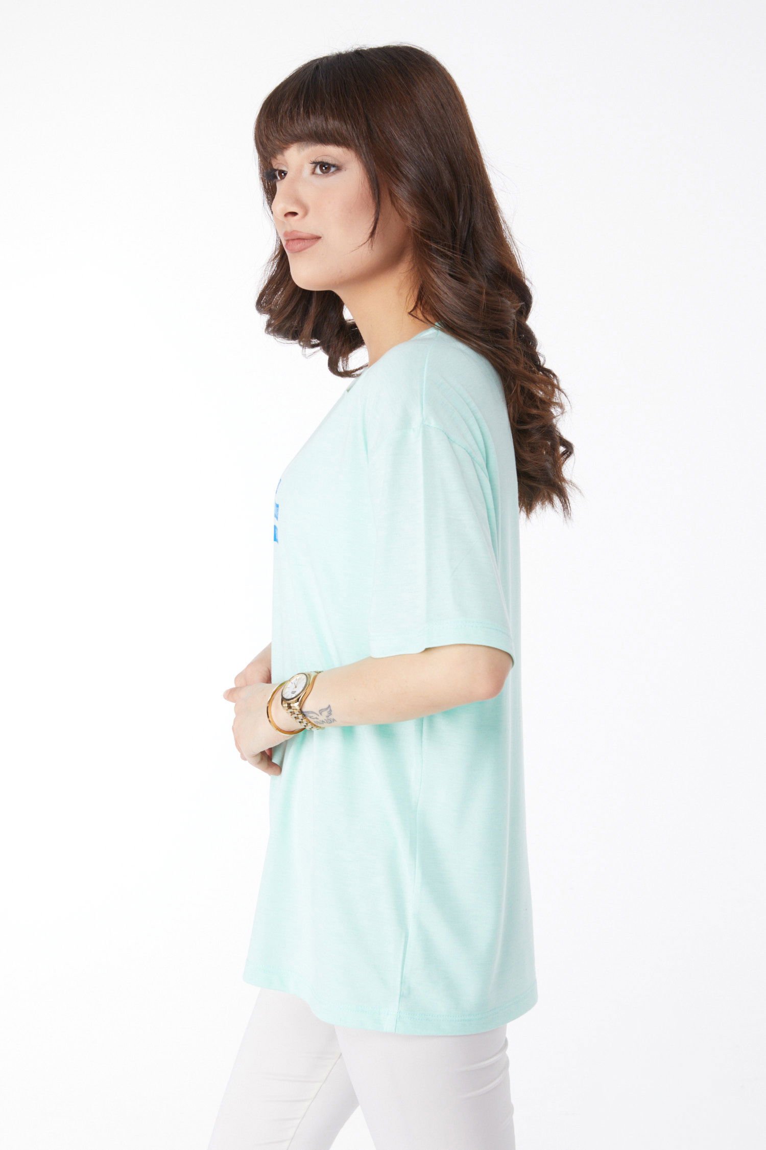 Baskılı T-shirt Mint - 25172 - 4