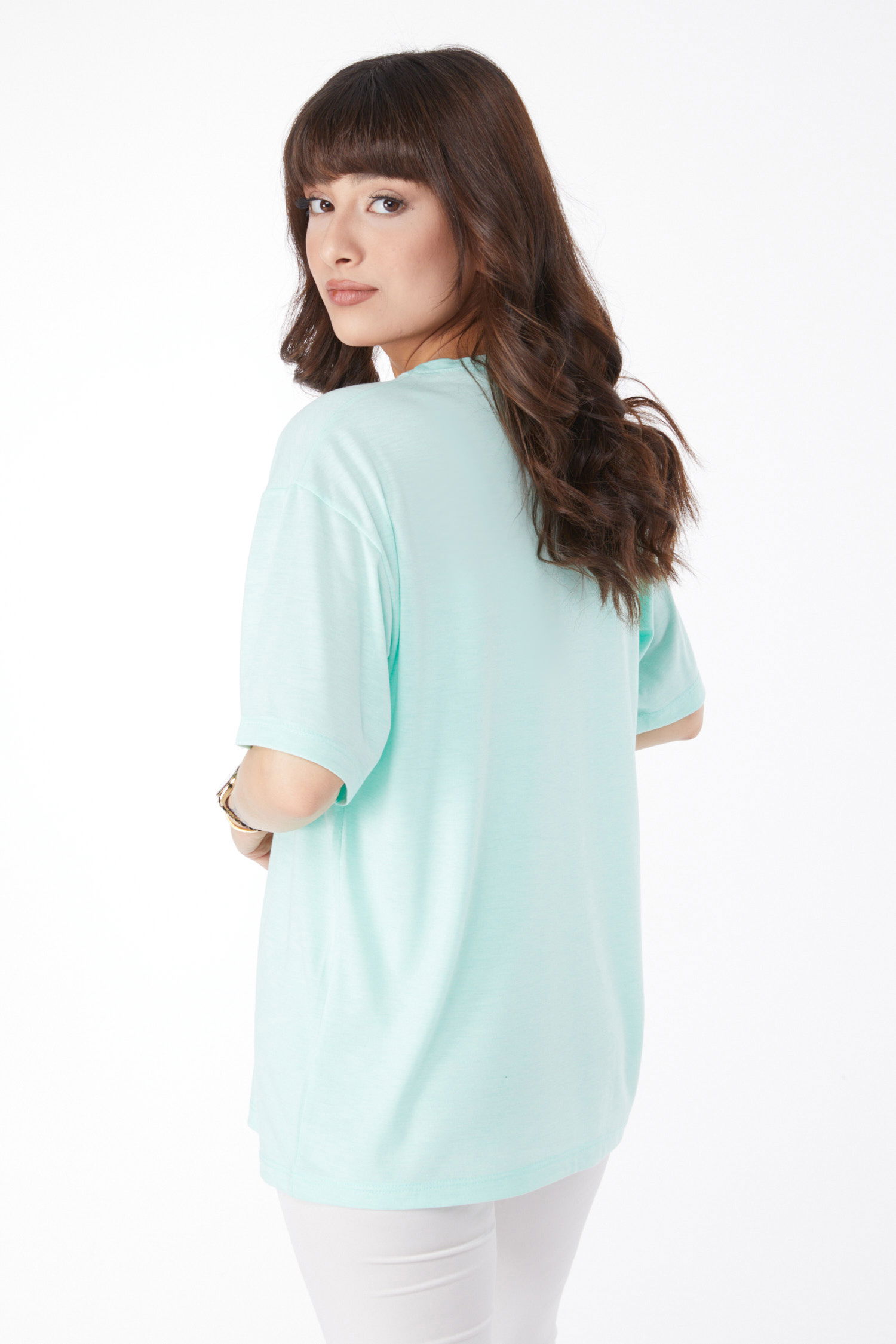 Baskılı T-shirt Mint - 25172 - 5
