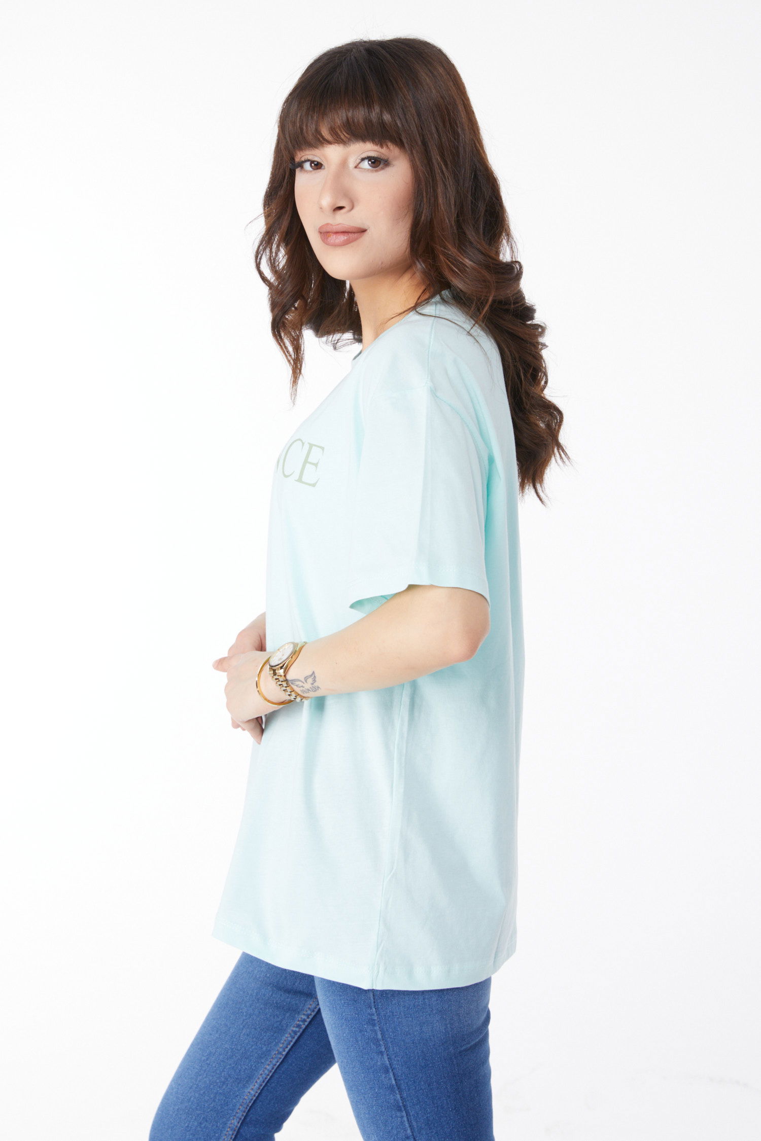 Baskılı T-shirt Mint - 25174 - 4