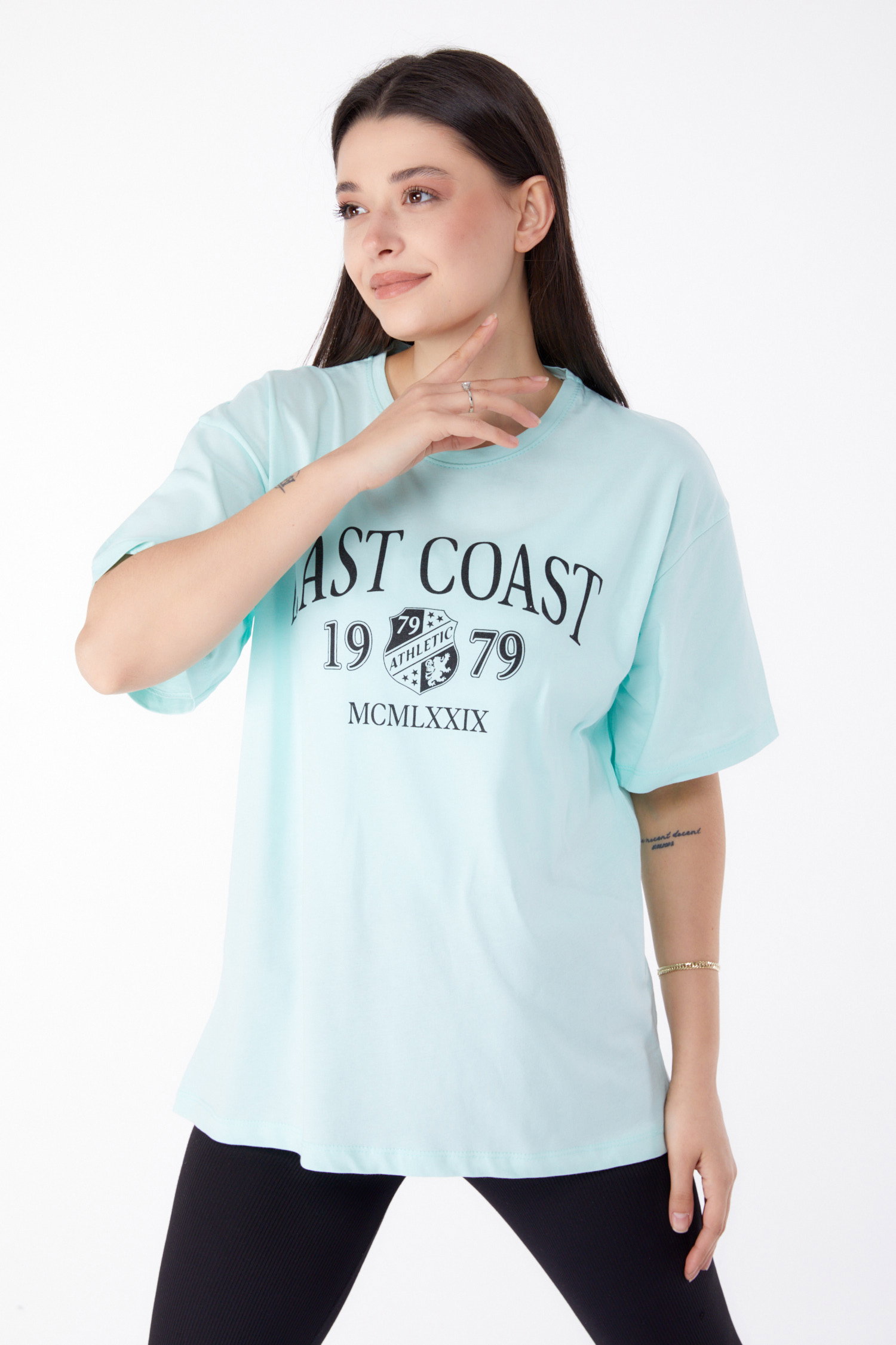 Baskılı T-shirt Mint - 25297 - 8