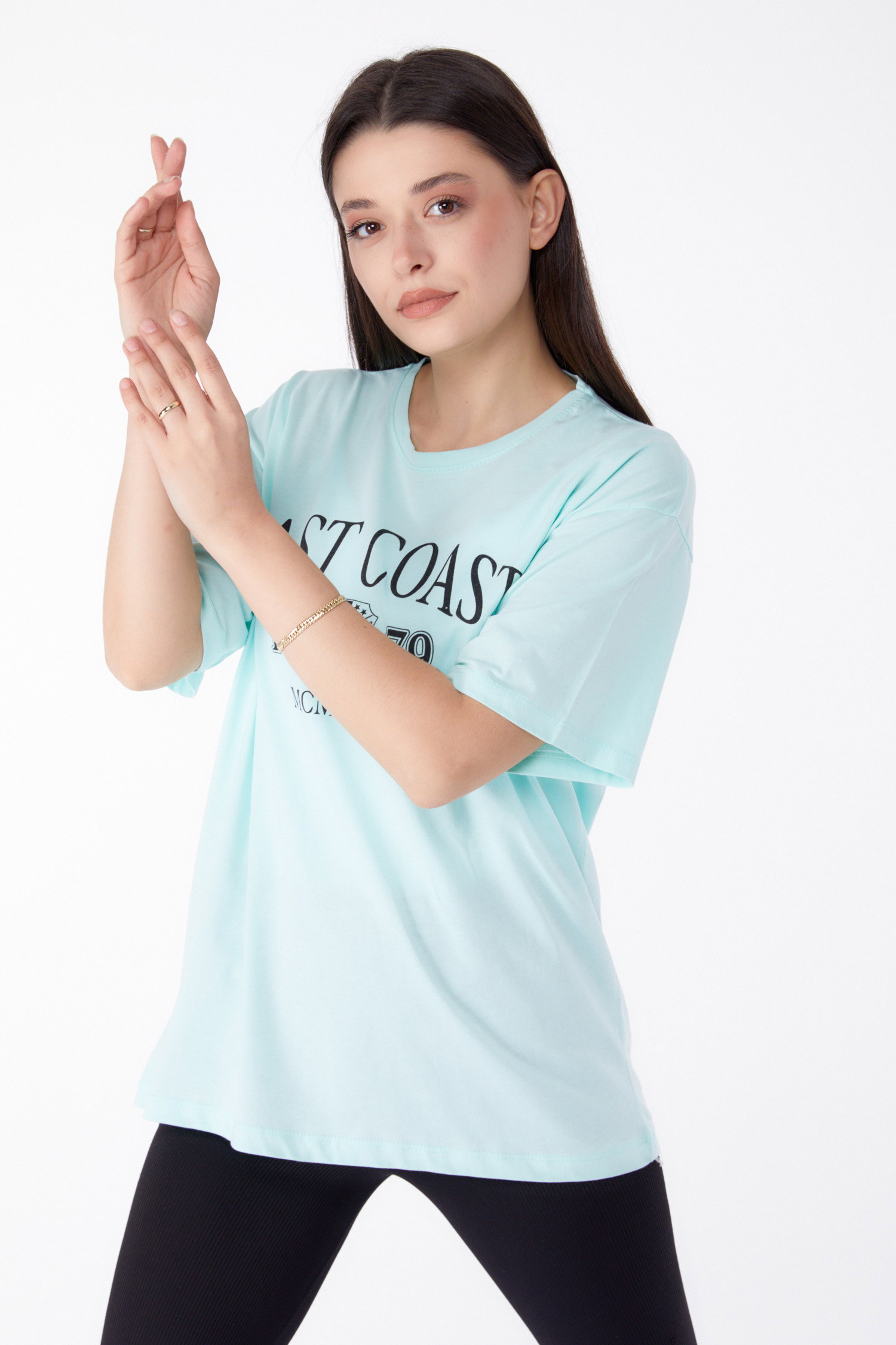 Baskılı T-shirt Mint - 25297 - 11
