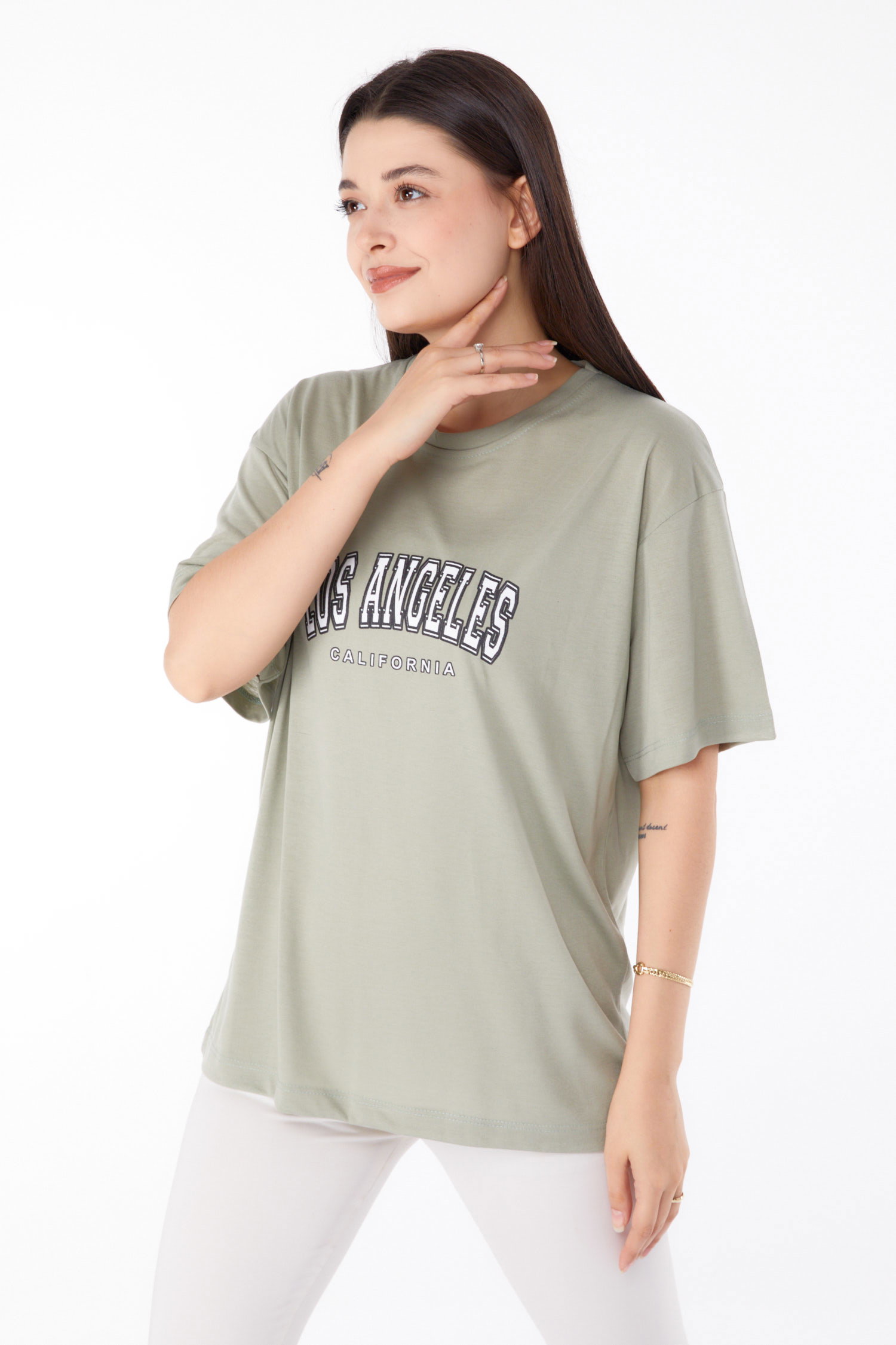 Baskılı T-shirt Mint - 25704 - 3