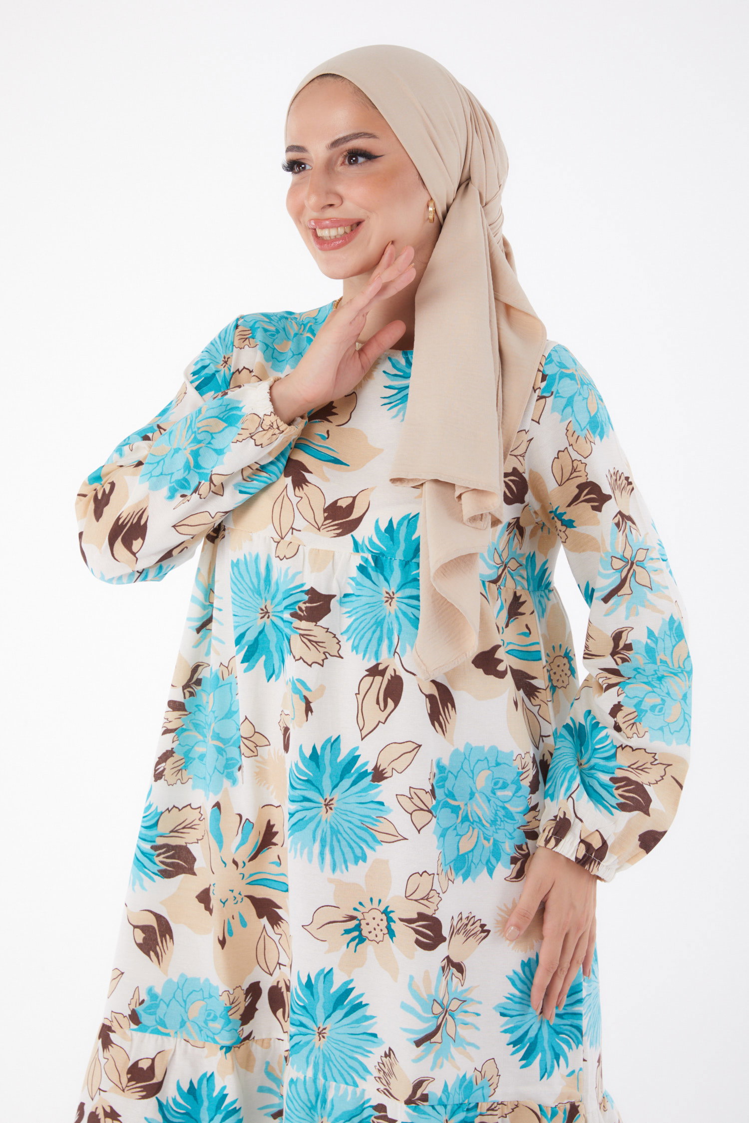 Desenli Elbise Mint - 13244 - 2
