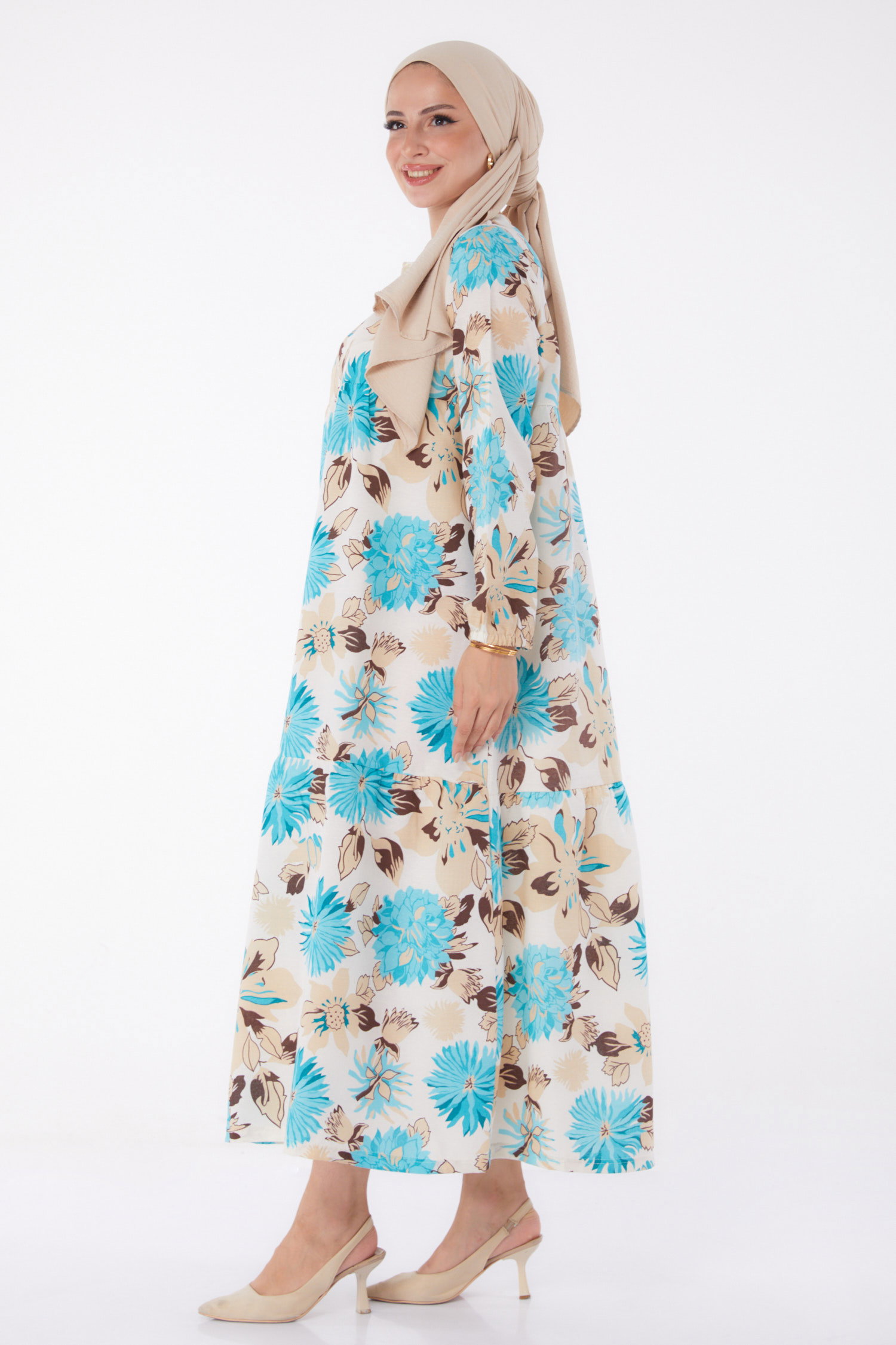 Desenli Elbise Mint - 13244 - 4