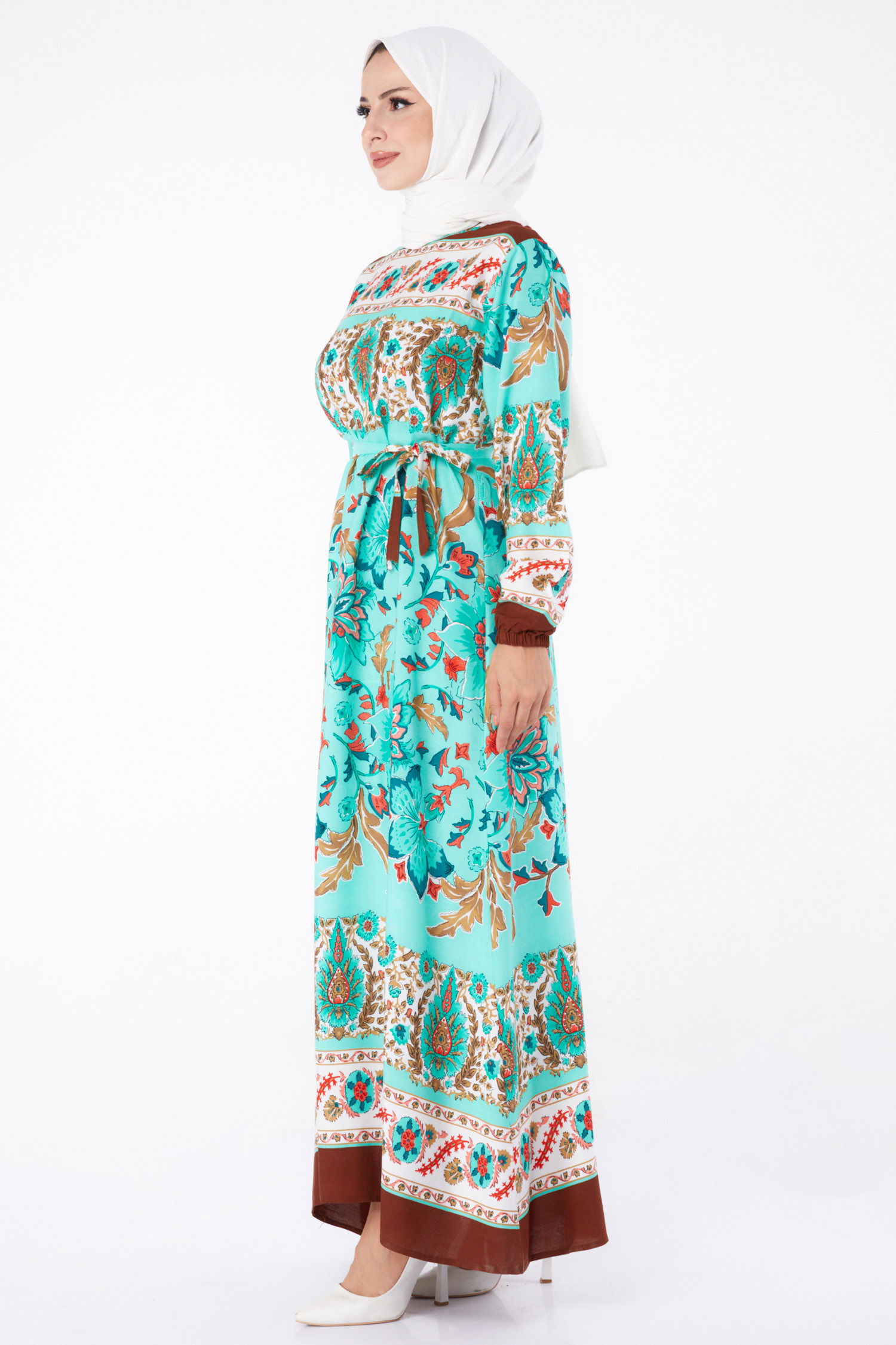 Desenli Elbise Mint - 26234 - 4