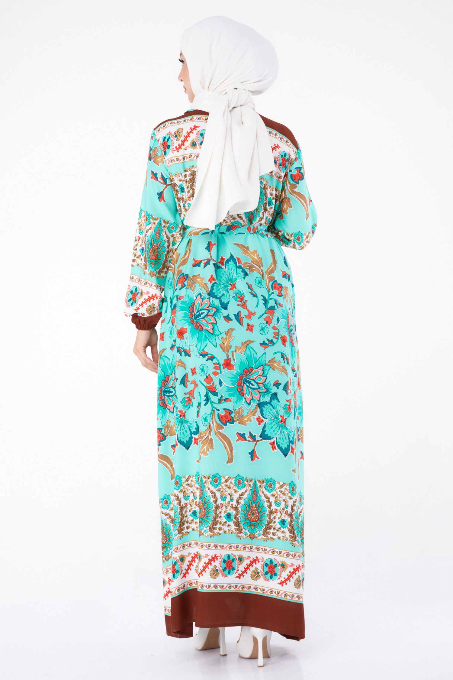 Desenli Elbise Mint - 26234 - 5