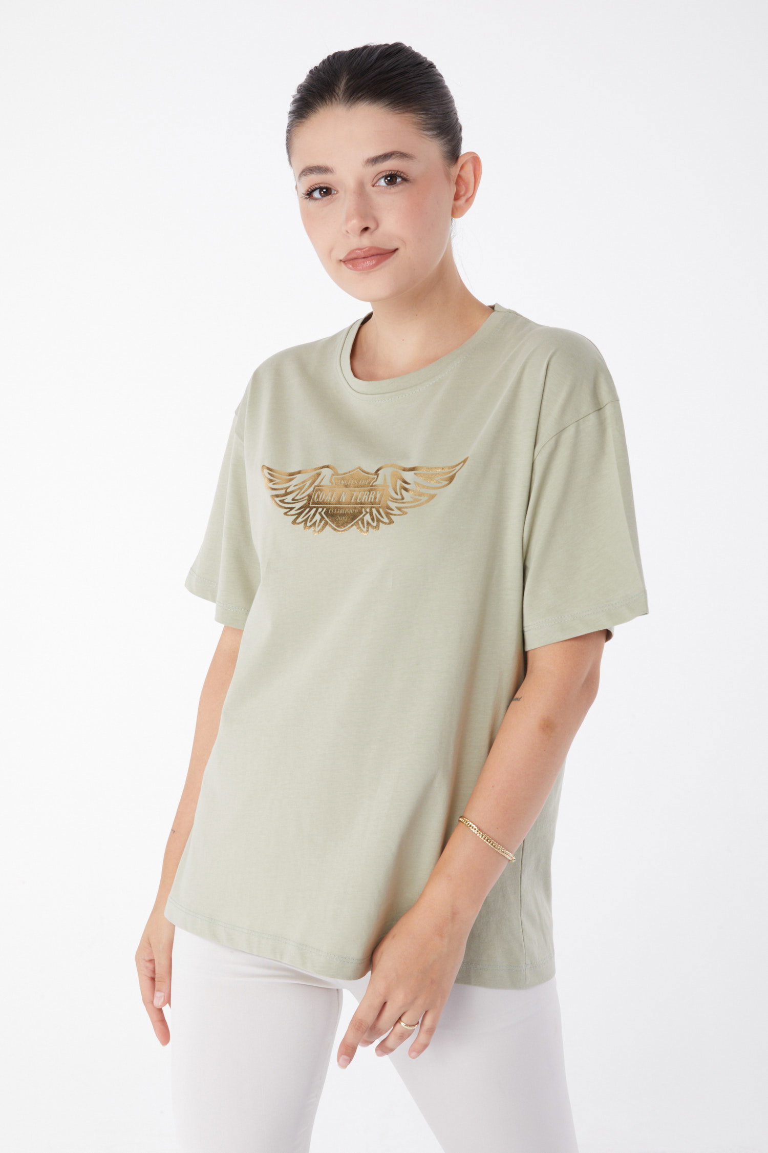 Kısa Kollu Baskılı T-shirt Mint - 25981 - 1