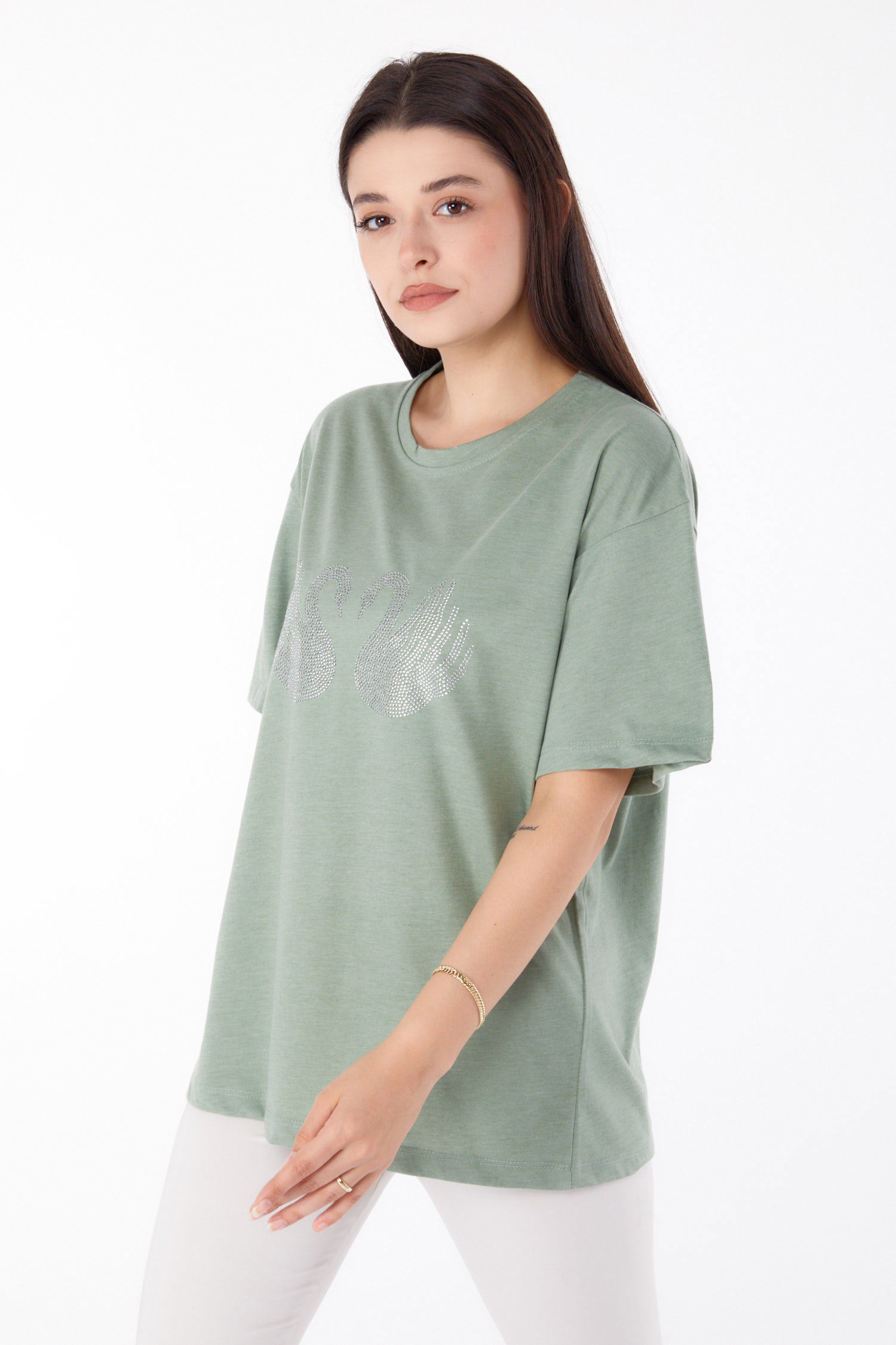 Taşlı T-shirt Mint - 25696 - 1
