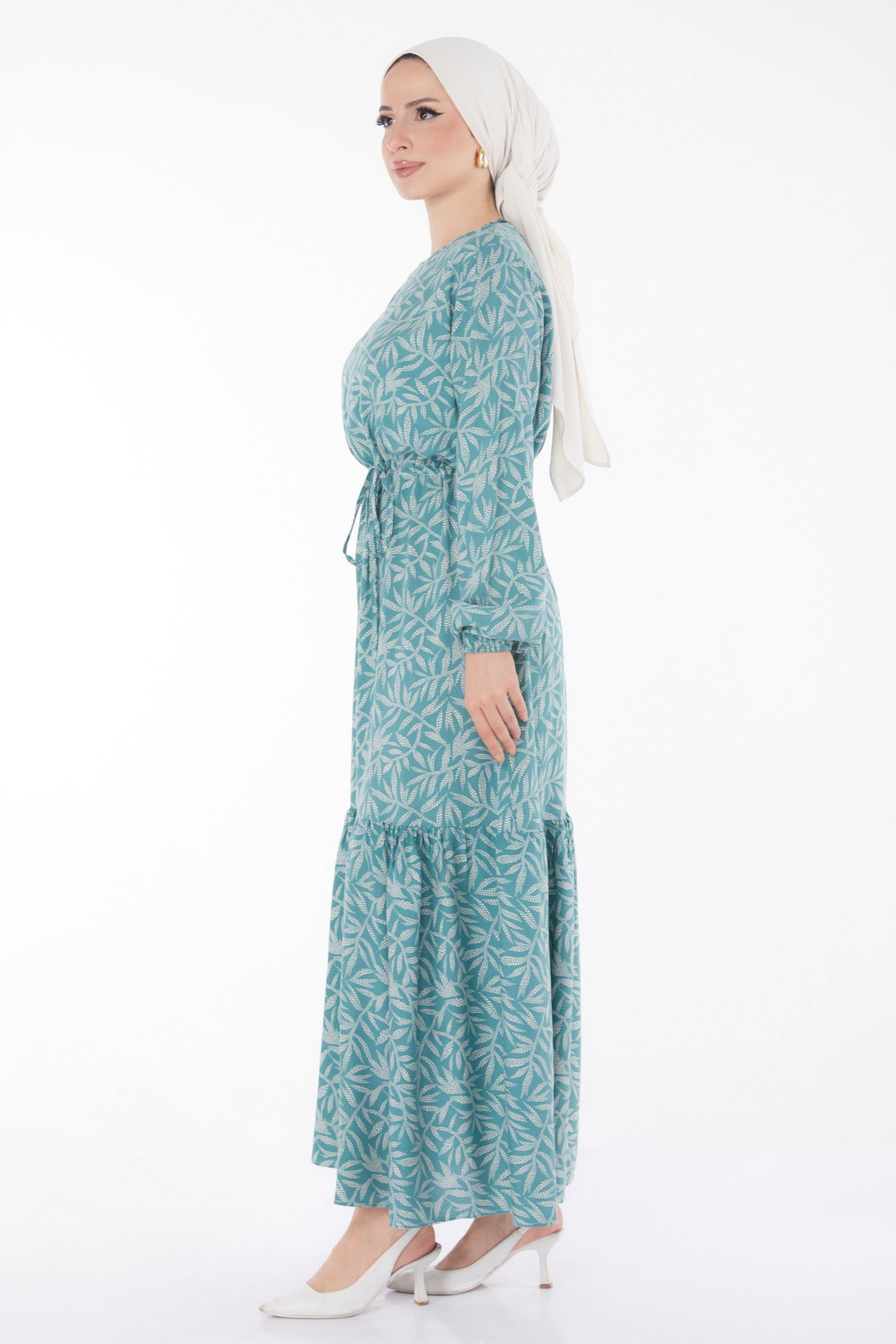 Yaprak Desenli Elbise Mint - 25751 - 4