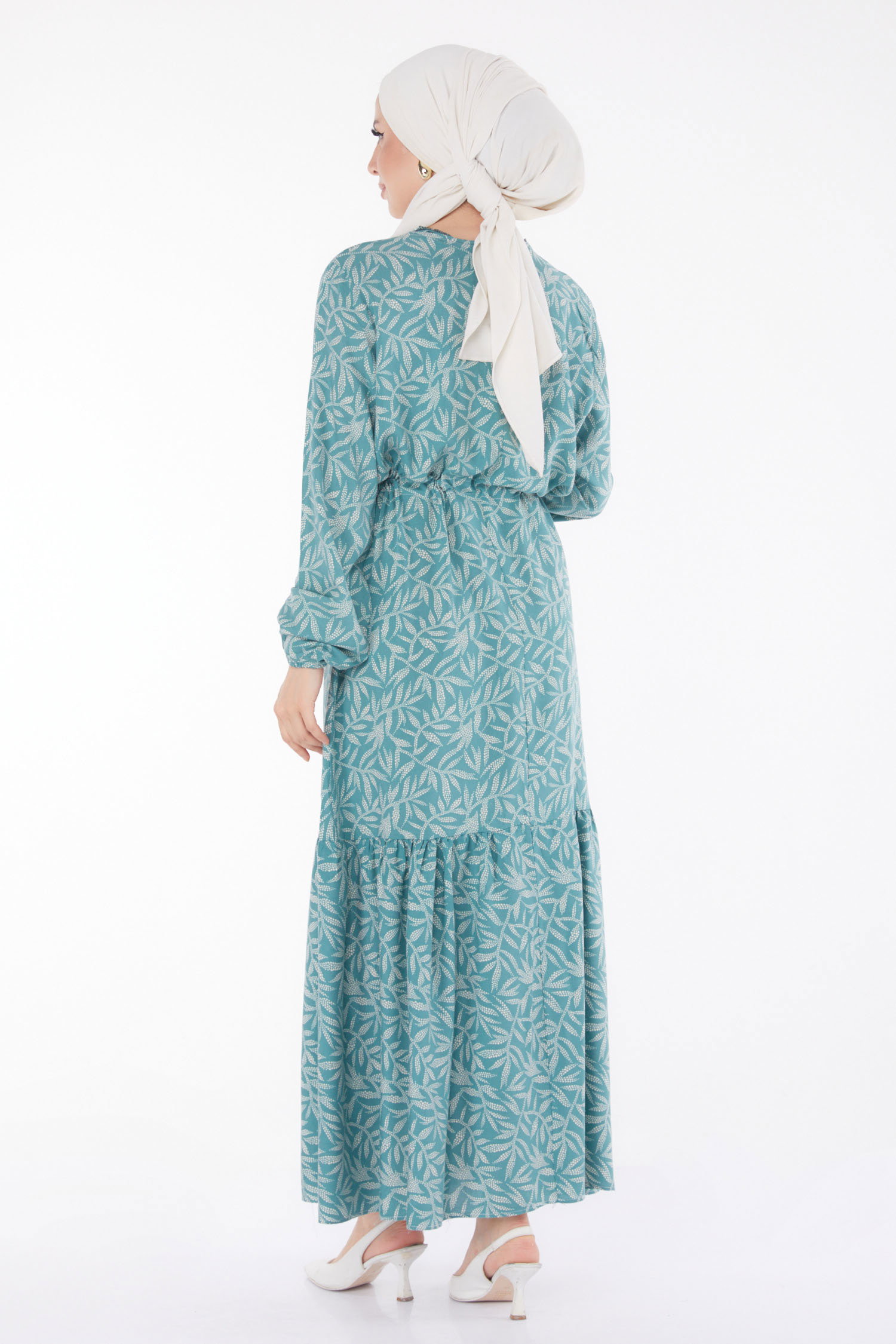 Yaprak Desenli Elbise Mint - 25751 - 5
