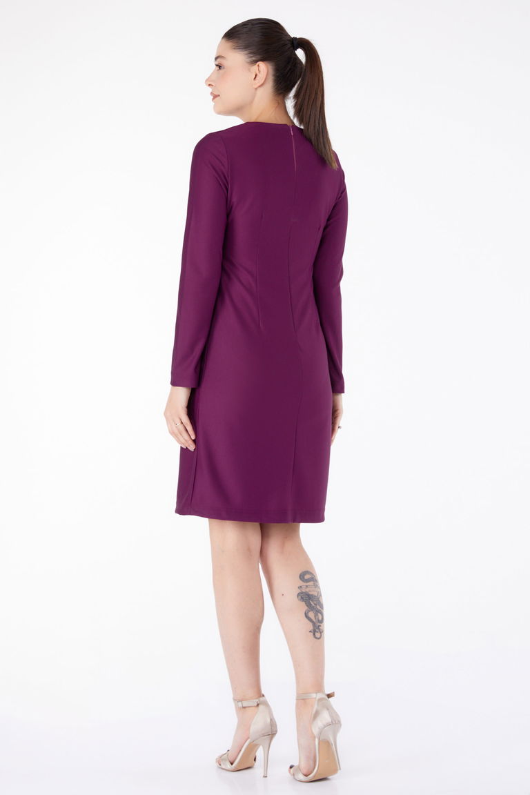 Düz Bisiklet Yaka Kadın Mor Abiye Elbise - 13188 - TOFİSA