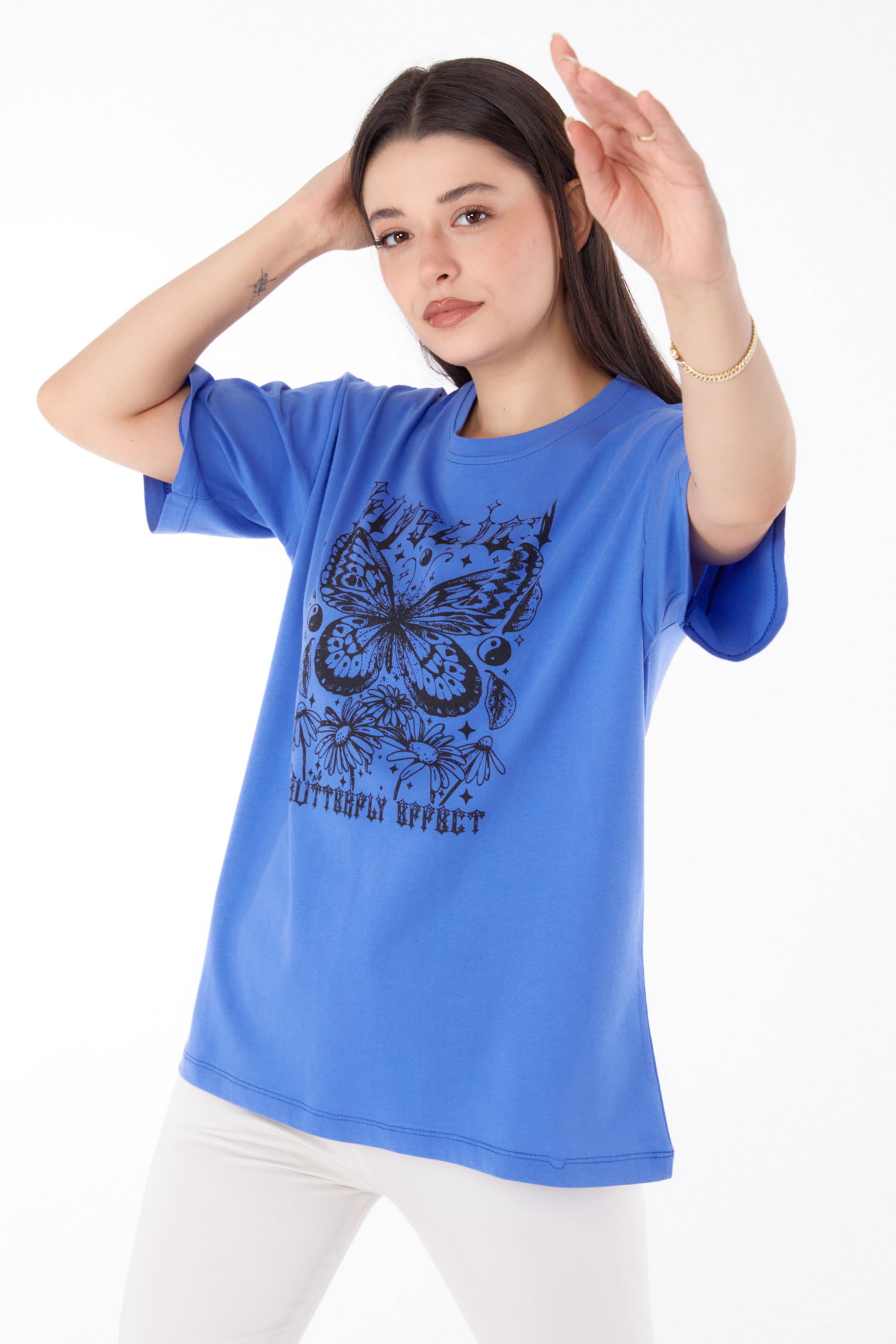 Baskılı T-shirt Mor - 25695 - 3