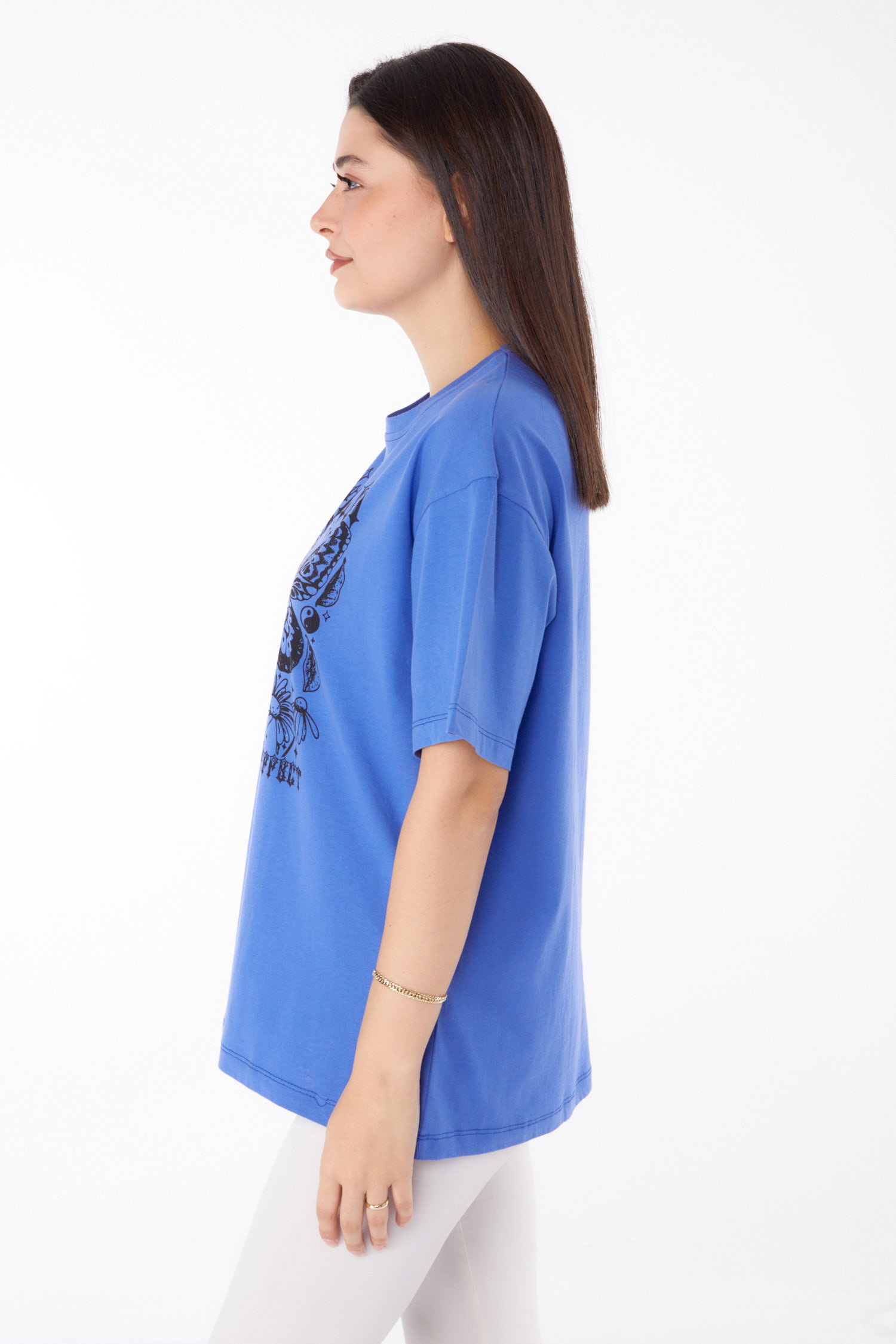 Baskılı T-shirt Mor - 25695 - 4