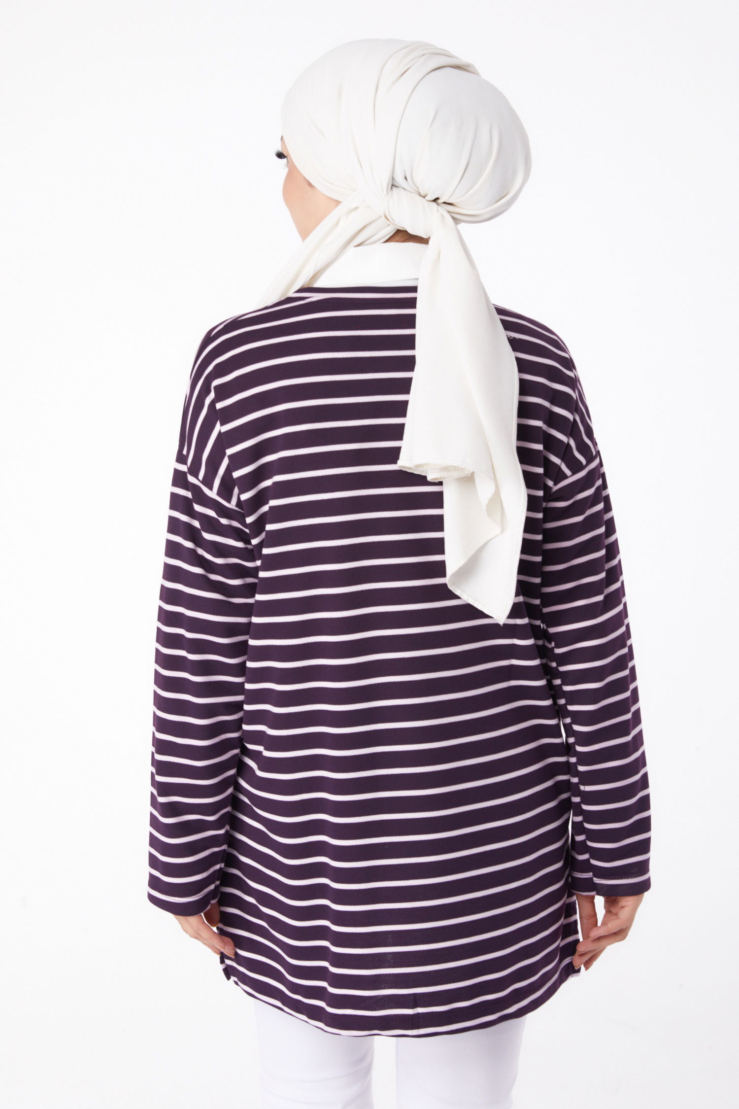 Çizgili Sweat Mor - 26247 - 5