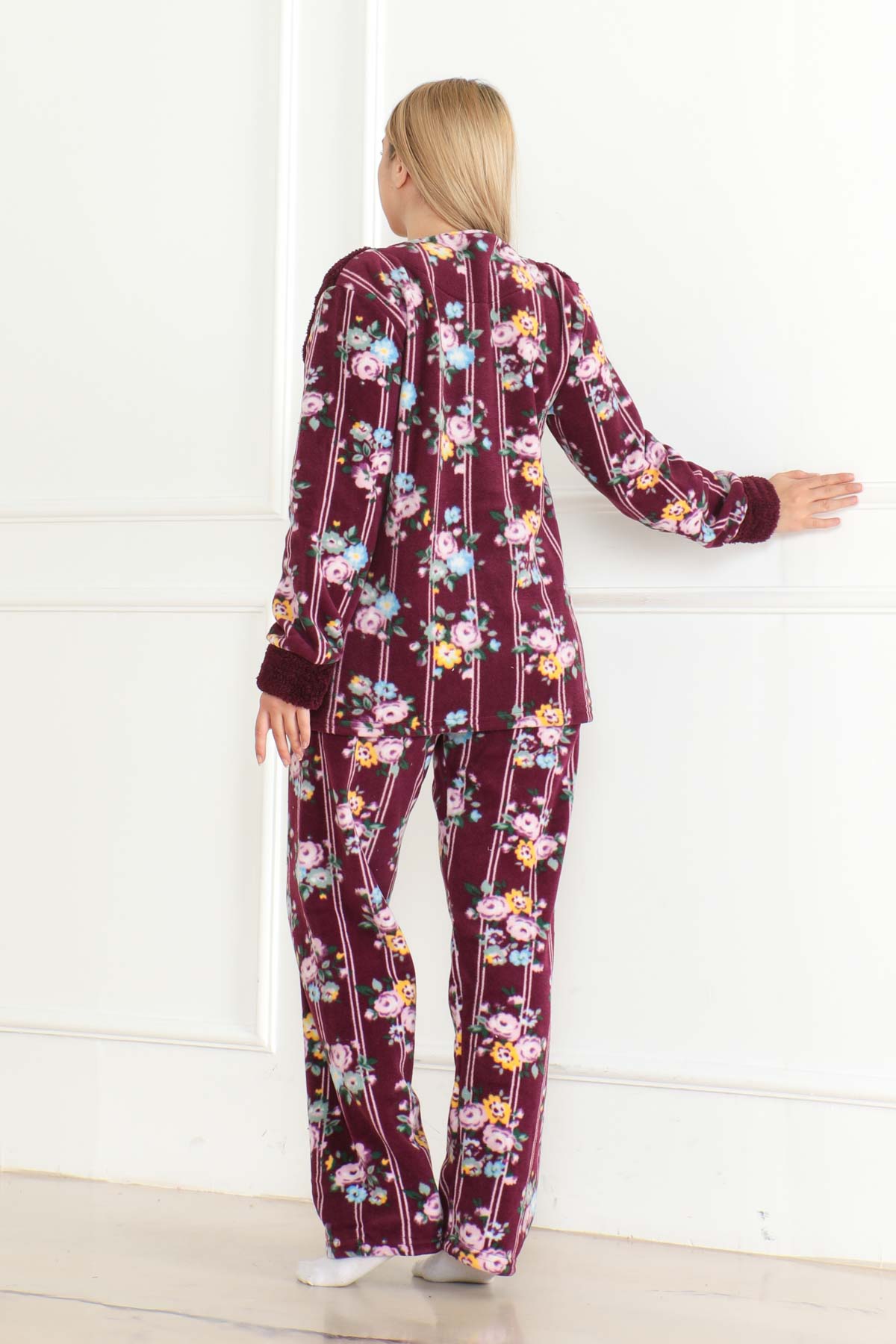 Nakışlı Peluş Polar Pijama Takım Mor - 26632 - 4