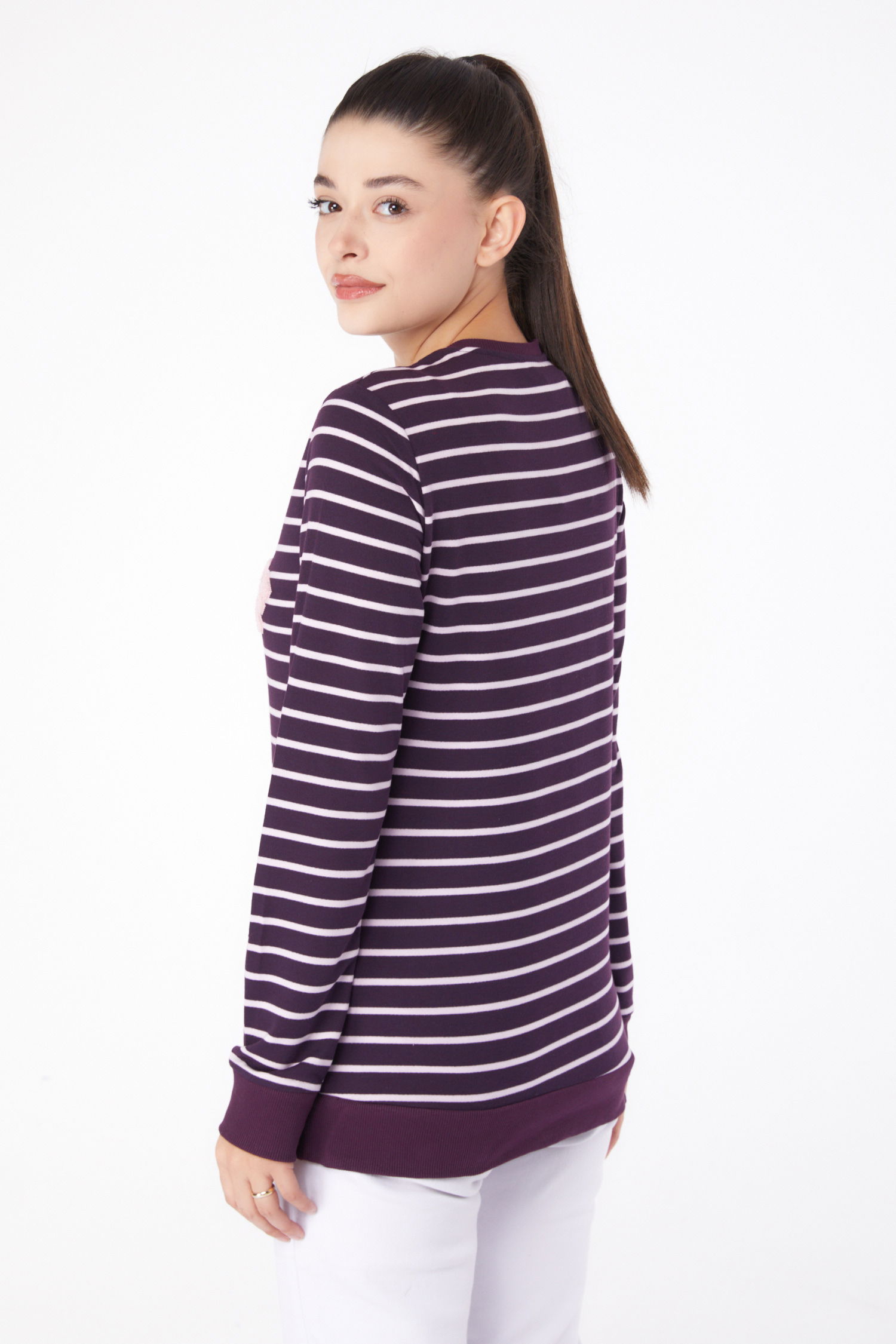 Nakışlı Sweatshirt Mor - 26290 - 5