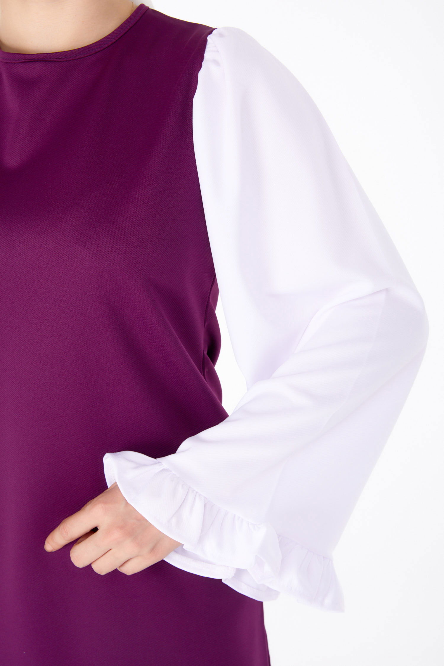 Düz Bisiklet Yaka Kadın Mor Tunik Pantolon İkili Takım - 13198 - 5