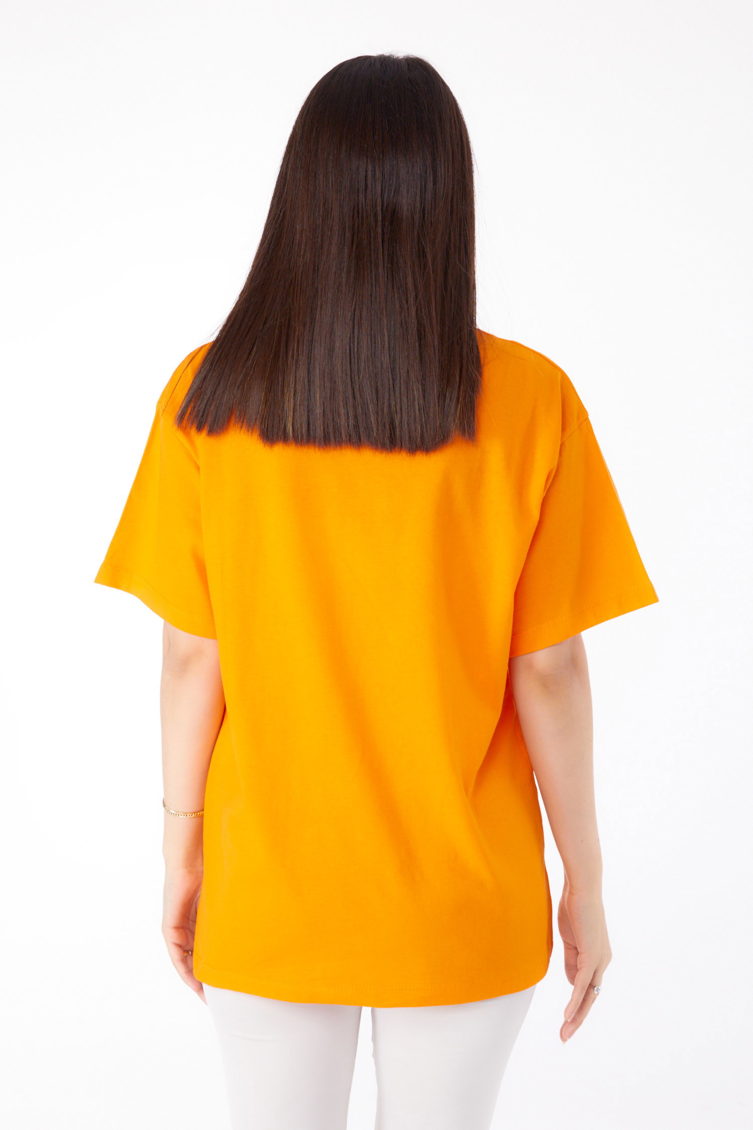 Baskılı T-shirt Oranj - 25695 - 5