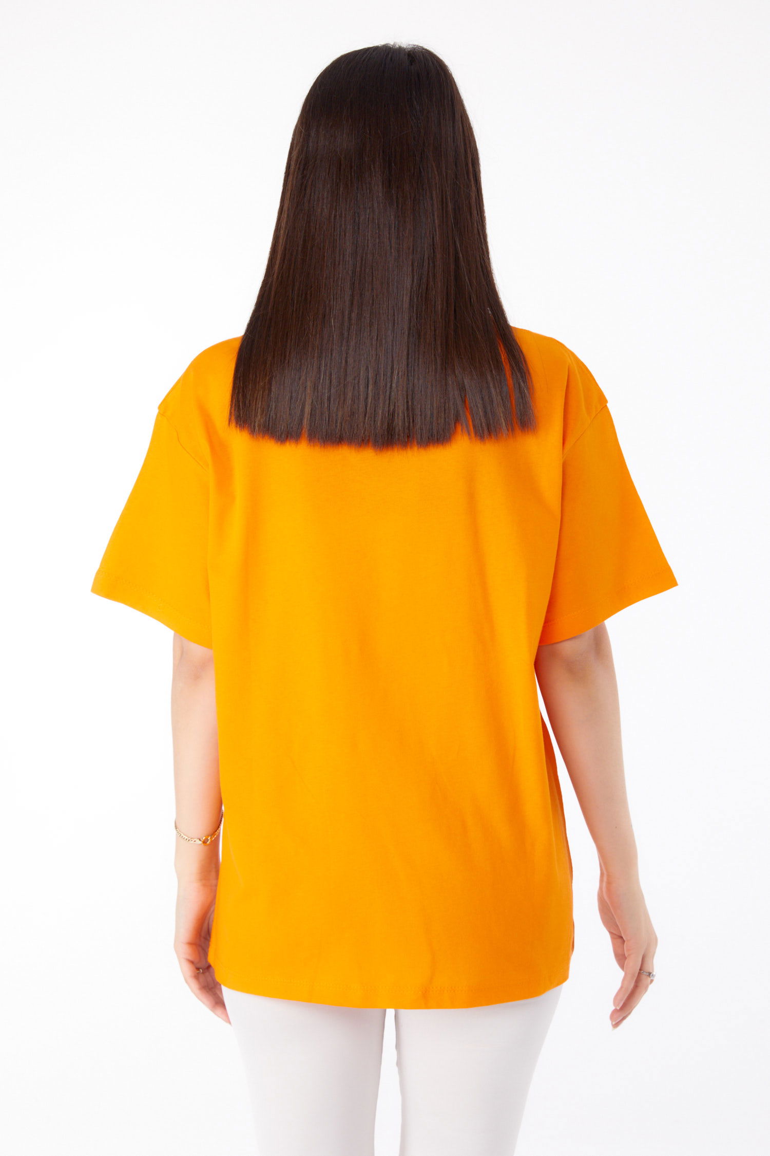 Baskılı T-shirt Oranj - 25700 - 5