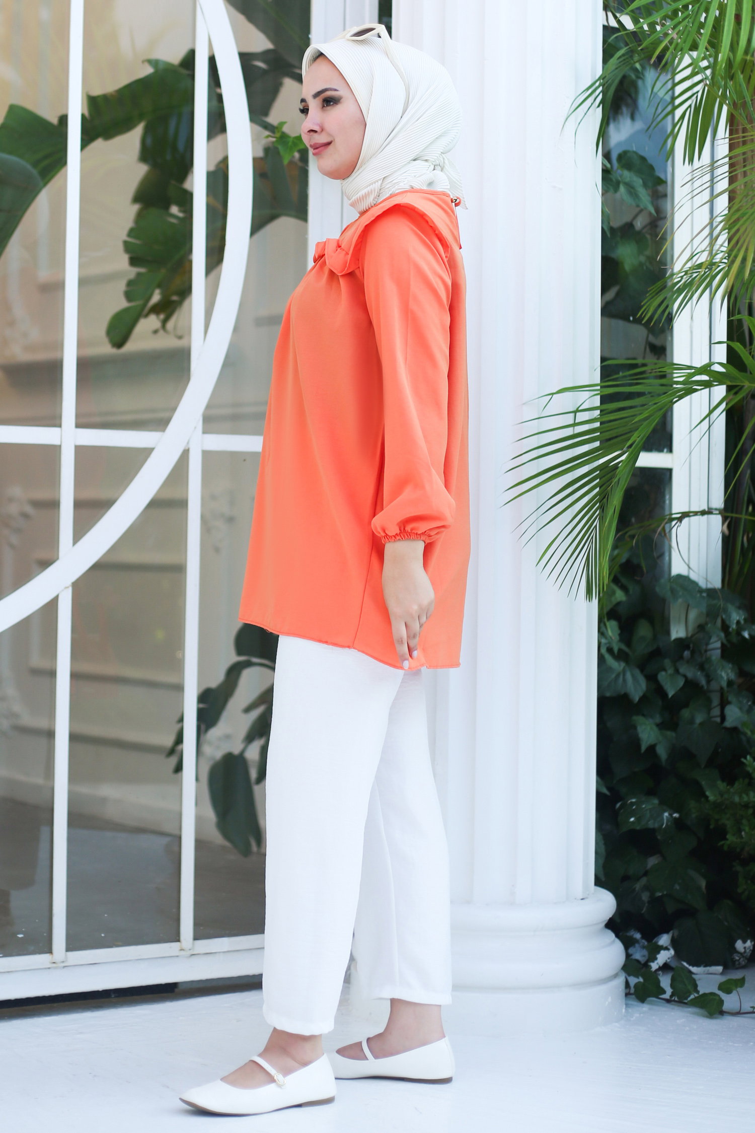 Fırfır Detaylı Tunik Oranj - 13142 - 4