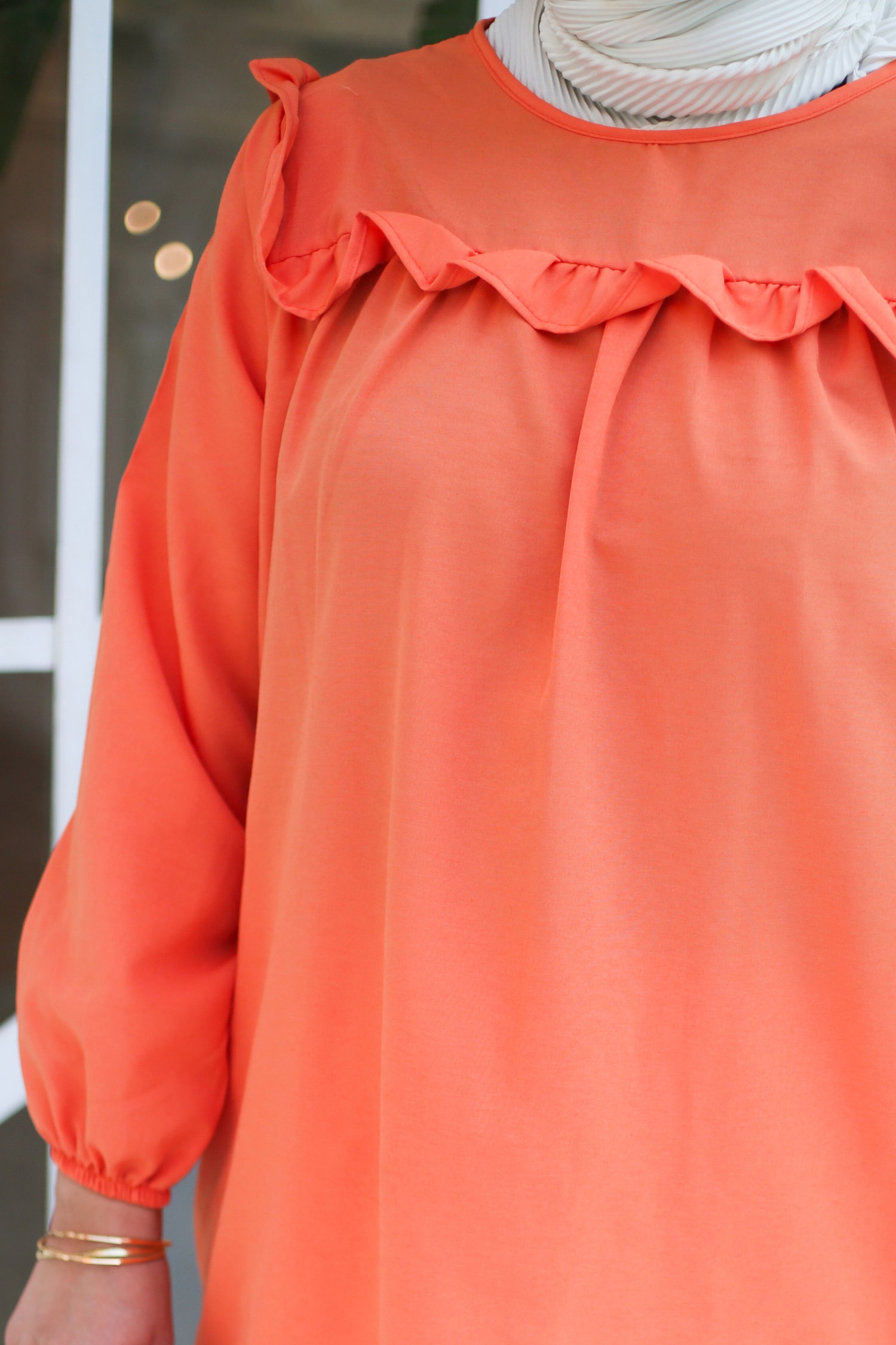 Fırfır Detaylı Tunik Oranj - 13142 - 5